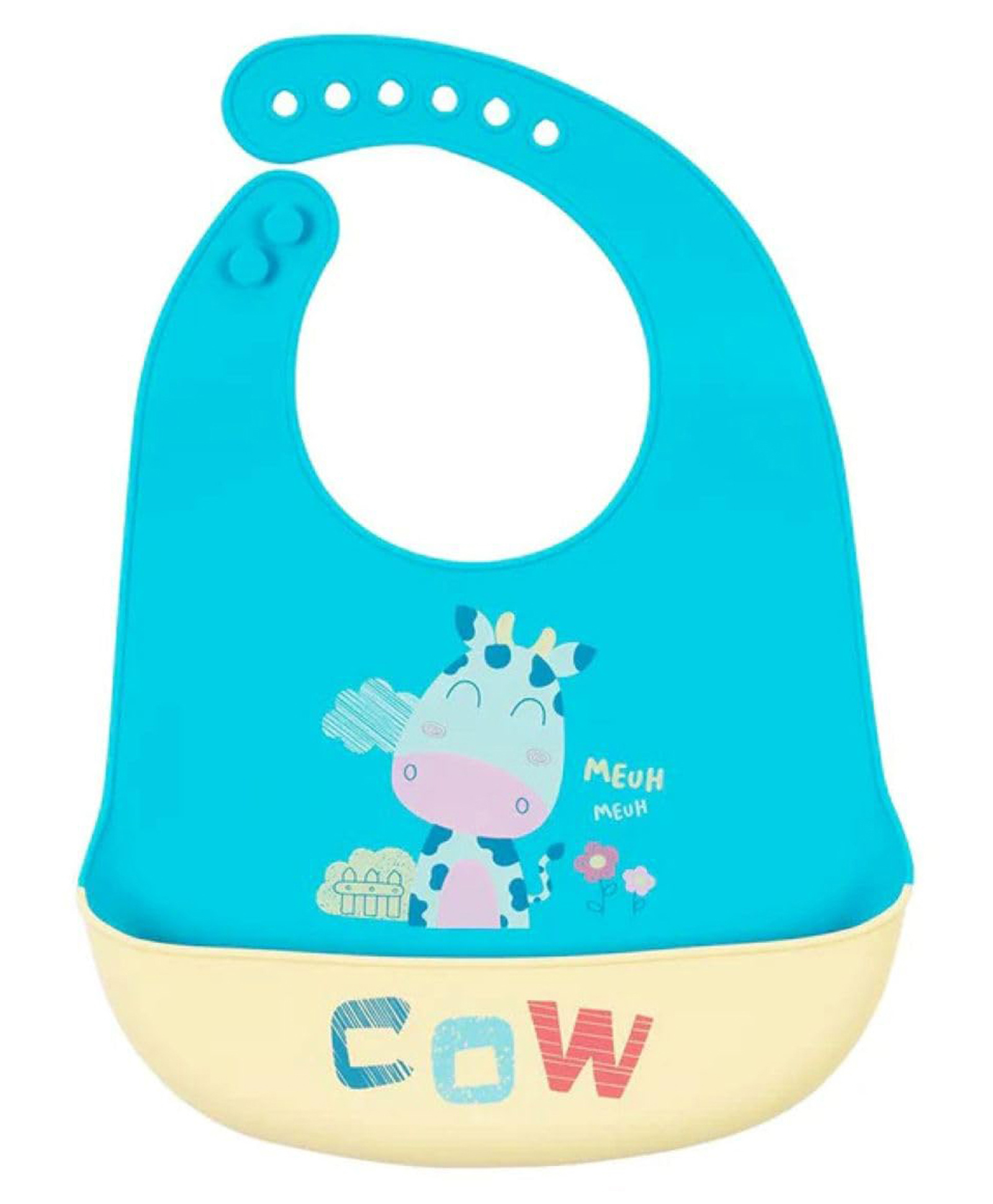 MOMISY Baby Bib For Newborn Waterproof Silicone Apron Wipeable Stain Resistant With pocket (1, RamaCow)-picture-6