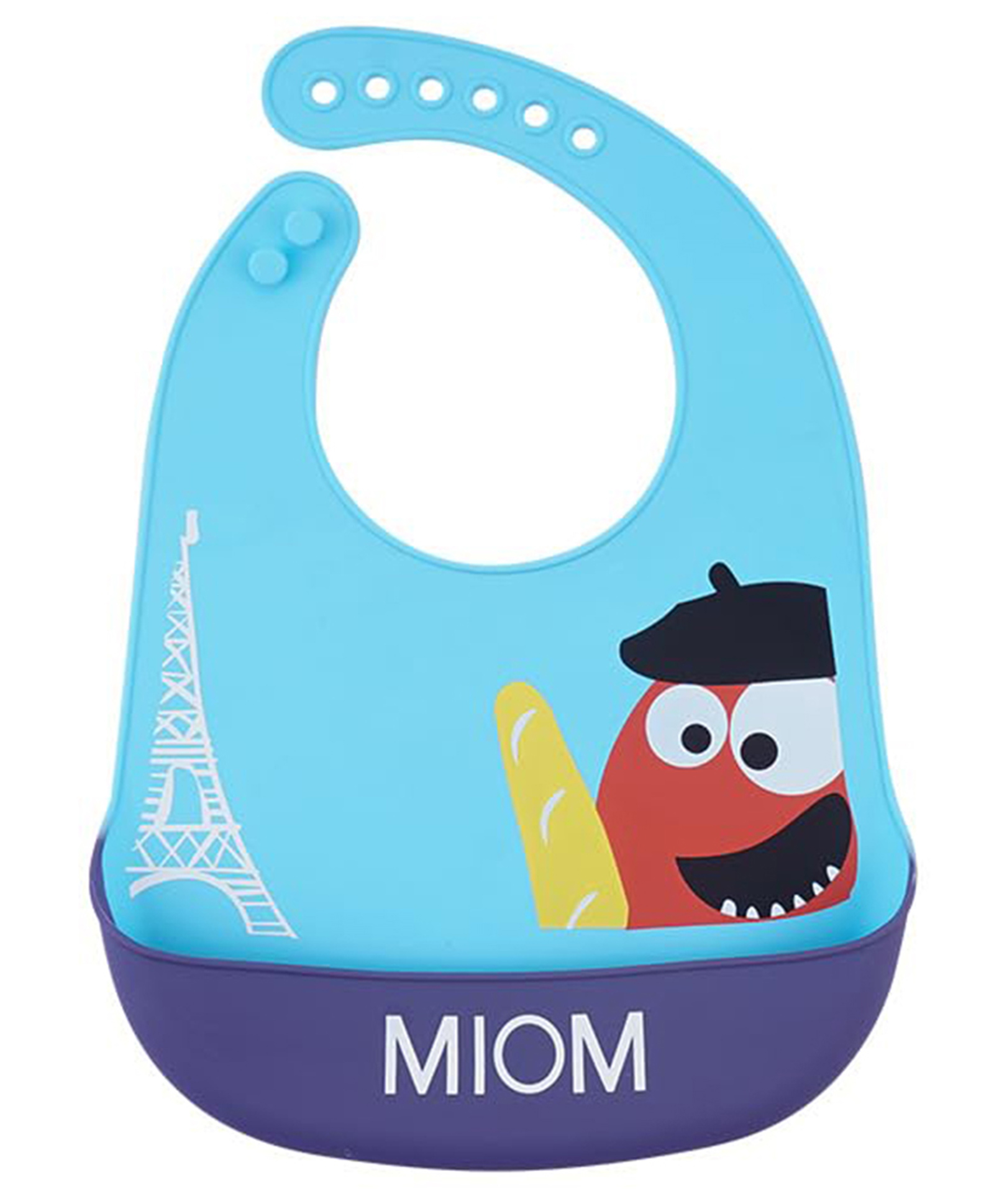 MOMISY Baby Bib For Newborn Waterproof Silicone Apron Wipeable Stain Resistant With pocket For 6 months and up (1, BlueMIOM)-picture-7