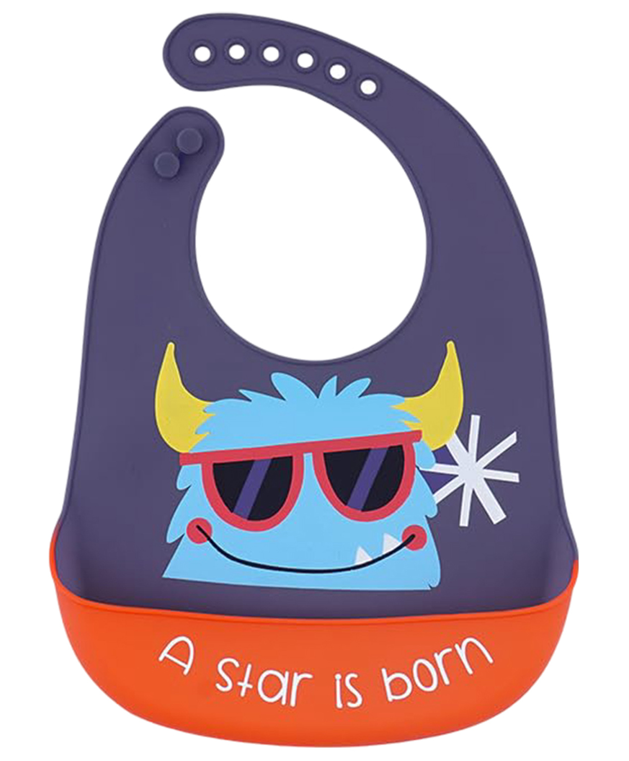 MOMISY Baby Bib For Newborn Waterproof Silicone Apron Wipeable Stain Resistant With pocket For 6 months and up (1, GreyPurpleStar)-picture-14