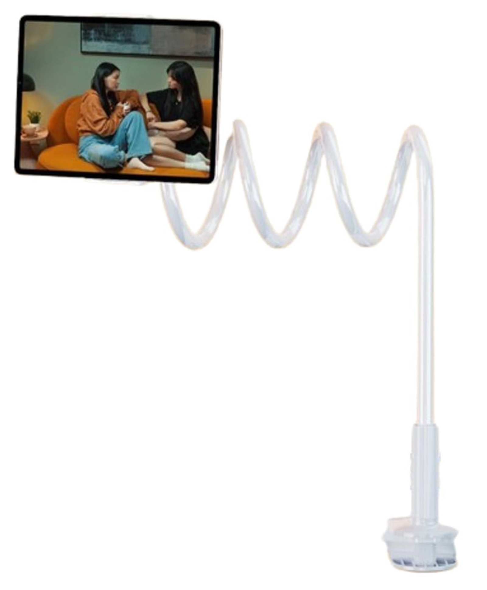 MOMISY Mobile Phone Holder, 360 Adjustable Gooseneck Clamp Mount, Universal Phone Stand for Desk, Office, Home (Nut White, 85 cm)-image-2