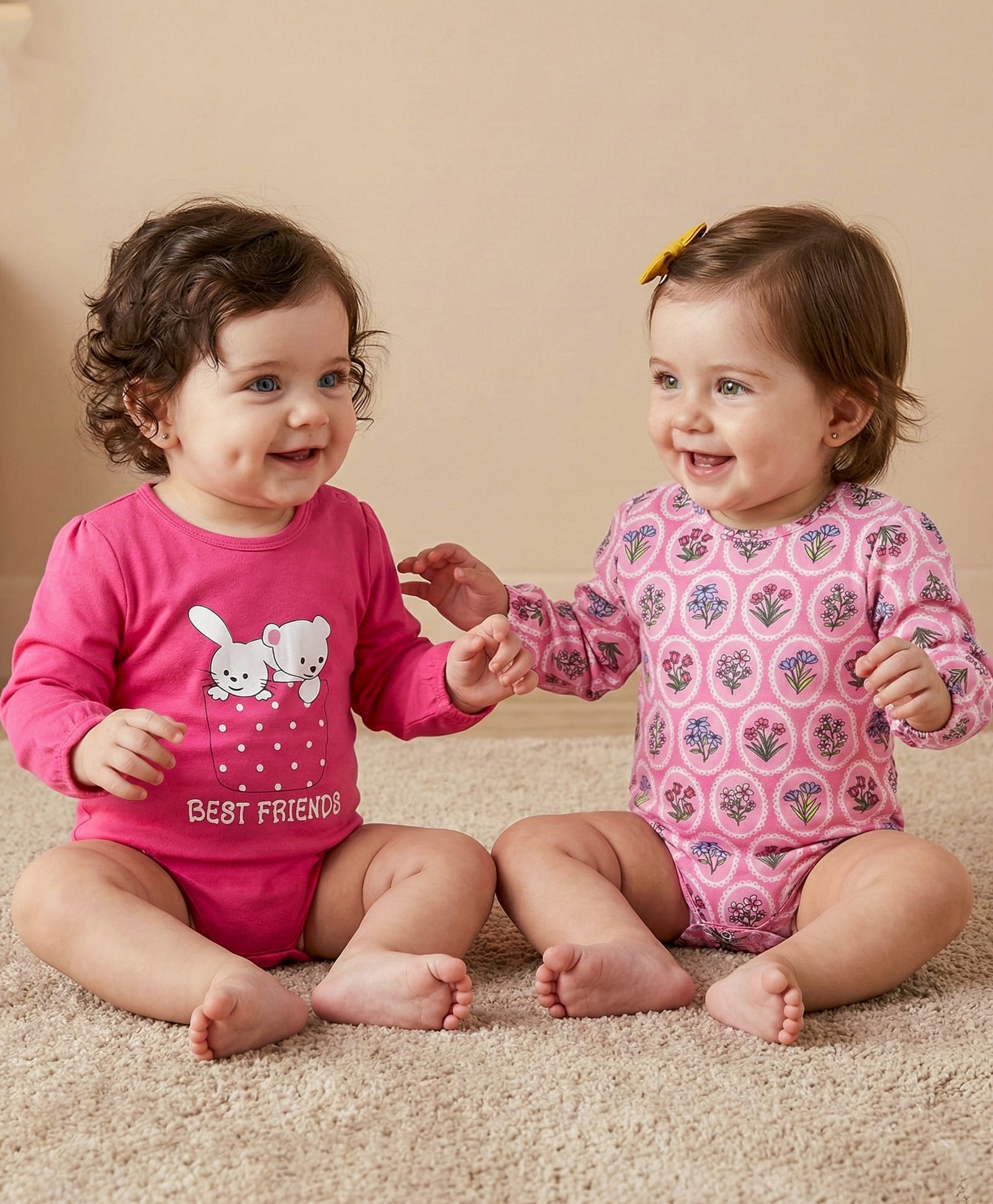 Babyoye 100% Cotton Interlock Knit Full Sleeves Onesies with Eco Jiva Finish Floral & Animal Print Pack of 2 - Pink & Fuchsia-image-27