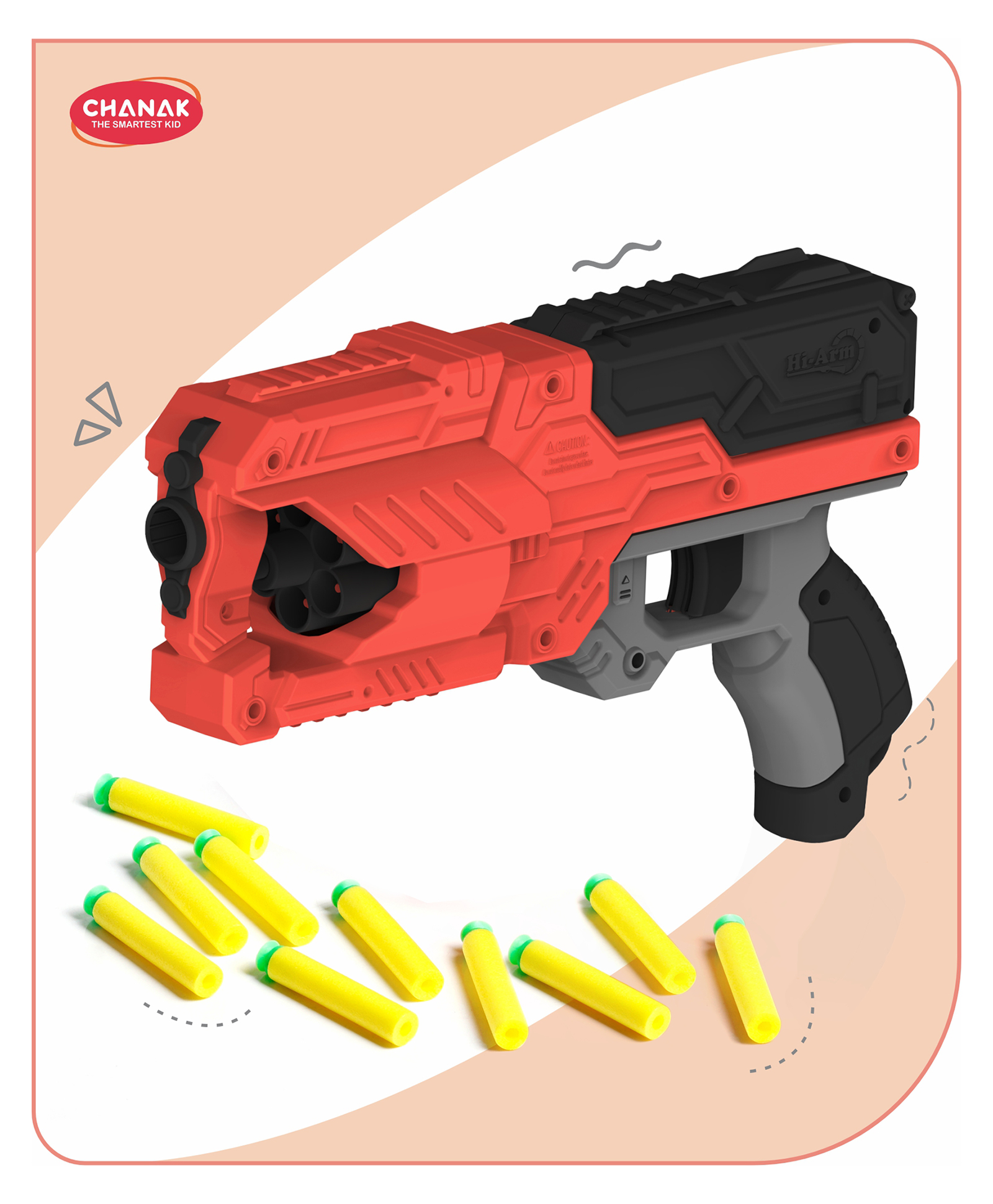 Aditi Toys High Performance Six Fire Gun, Toy Blaster Gun With 6 Dart Rotating Drum, Hi-Arm Toy Gun For Kids Above 6 years, Accurate Upto 45 Feet, Includes 10 Soft Bullet Darts, BIS Approved. (Red)-image-18