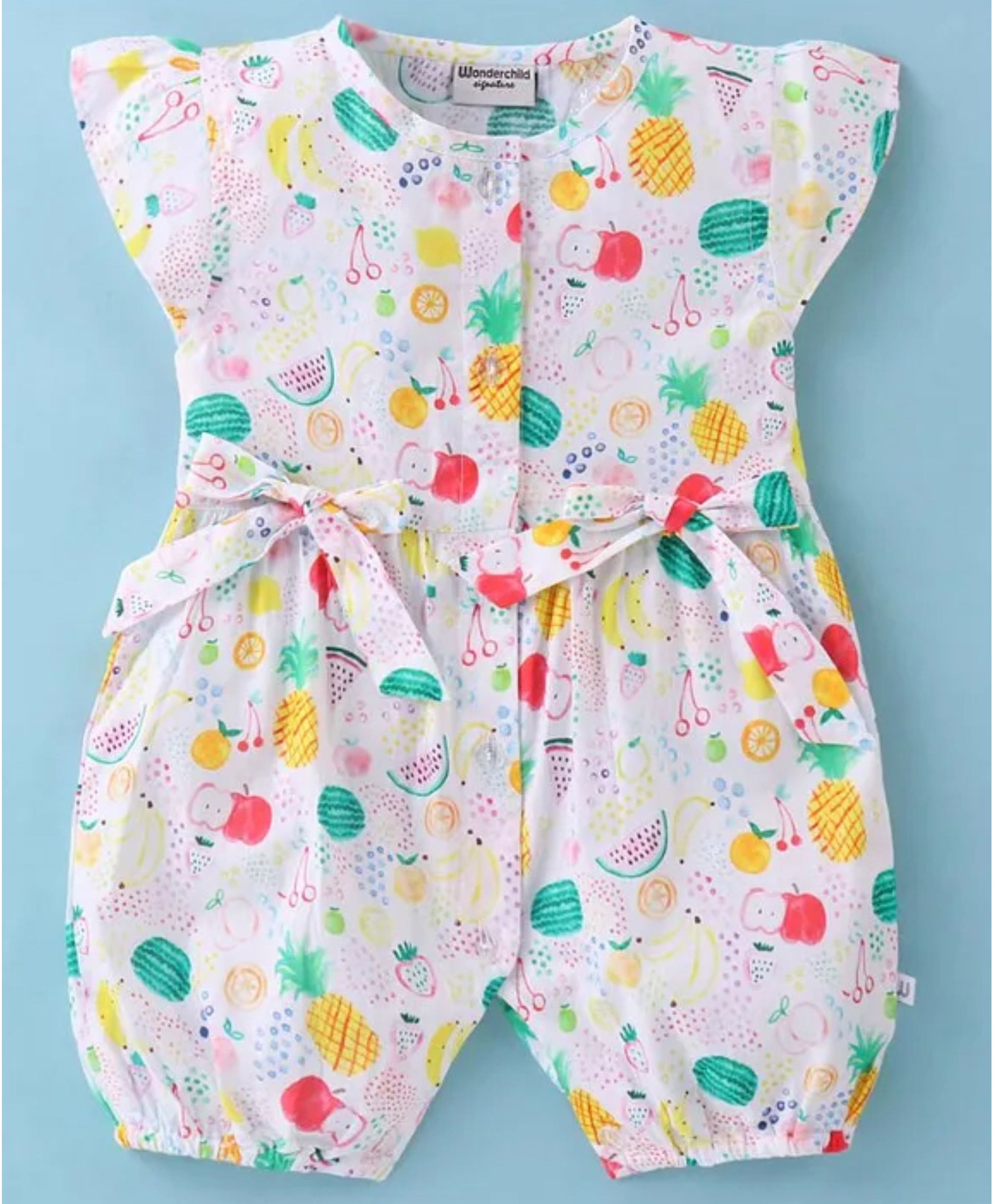 Wonderchild Cap Sleeves Fruits Printed Romper - White-image-16