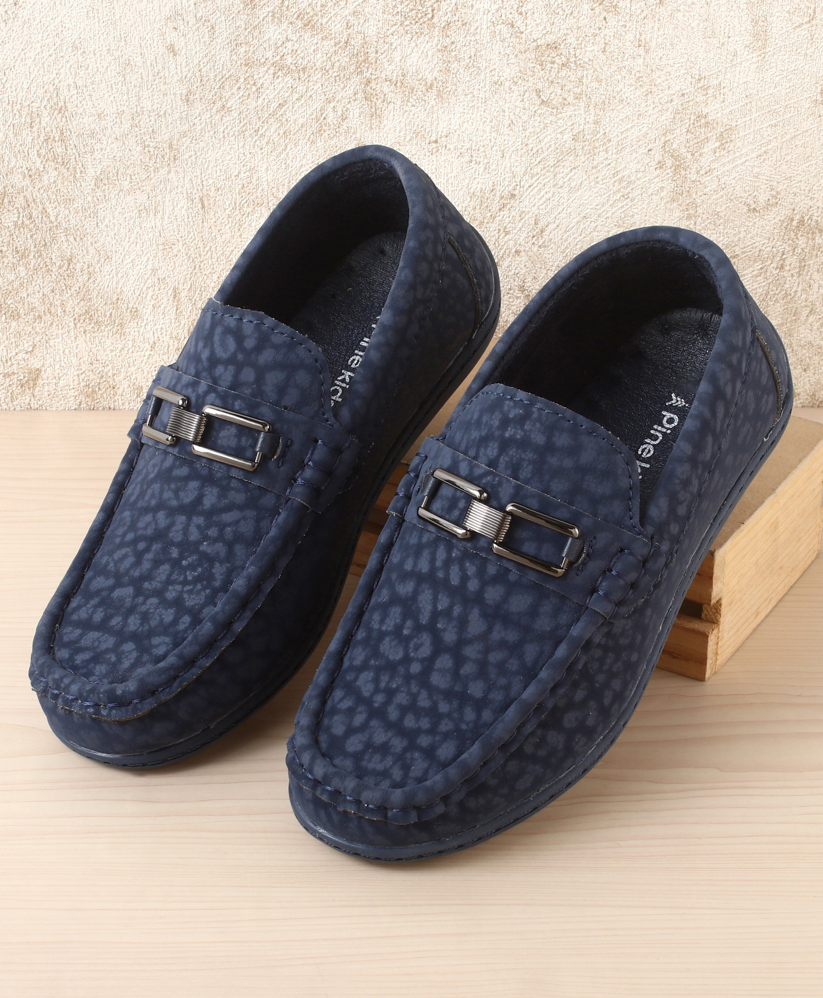 Pine Kids Slip On Loafer with Applique - Navy Blue