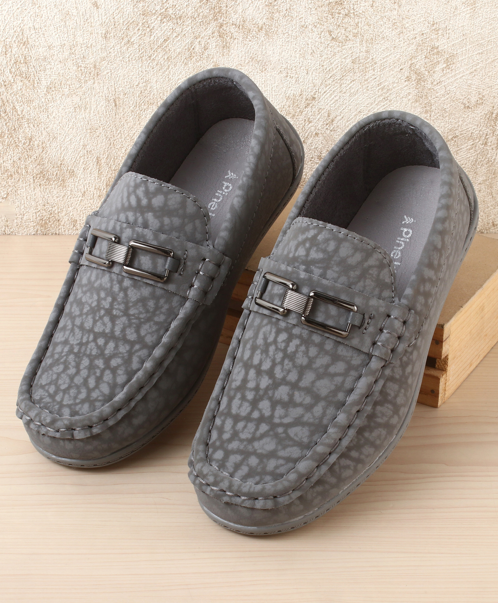 Pine Kids Slip On Loafer with Applique - Grey-image-46