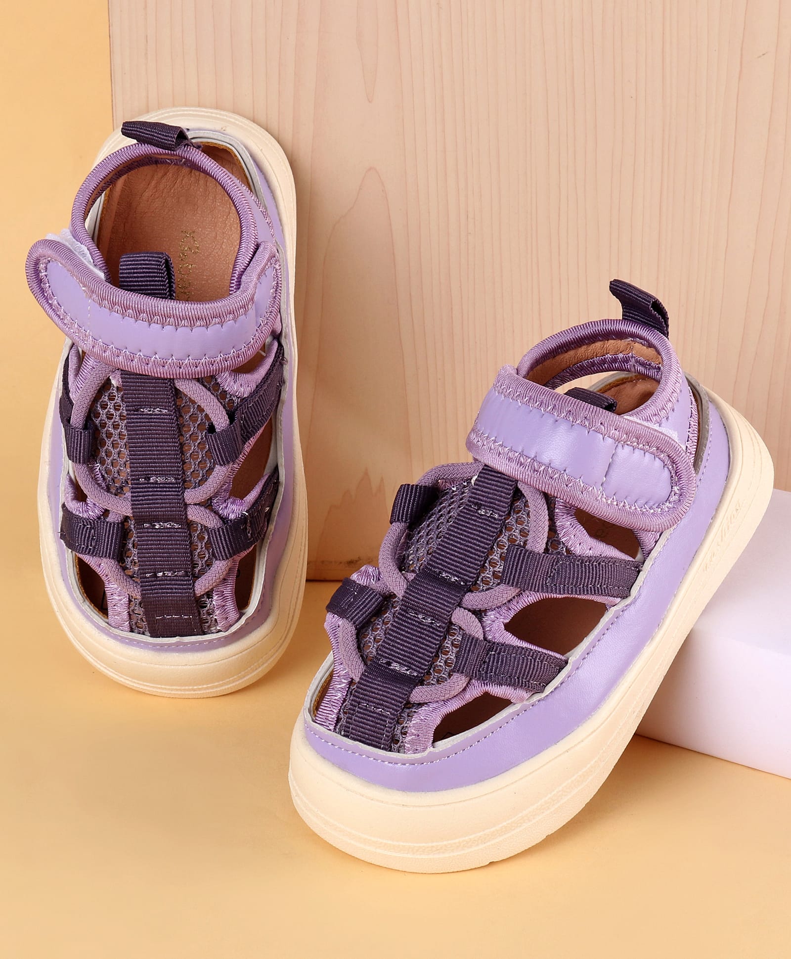 Babyoye Velcro Closure Sandals - Purple-image-20
