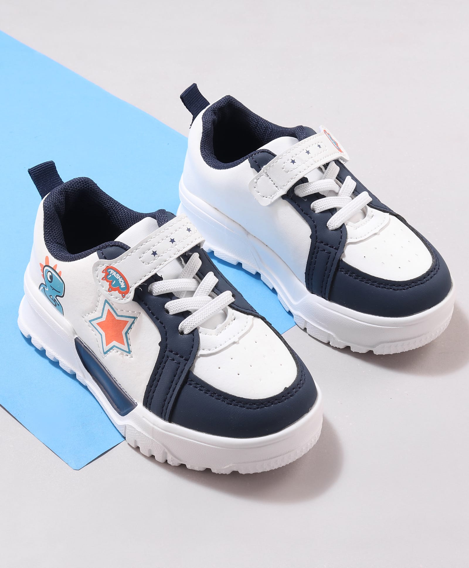 Cute Walk by Babyhug Velcro Closure Sneakers With Dino Print - Navy Blue-picture-15