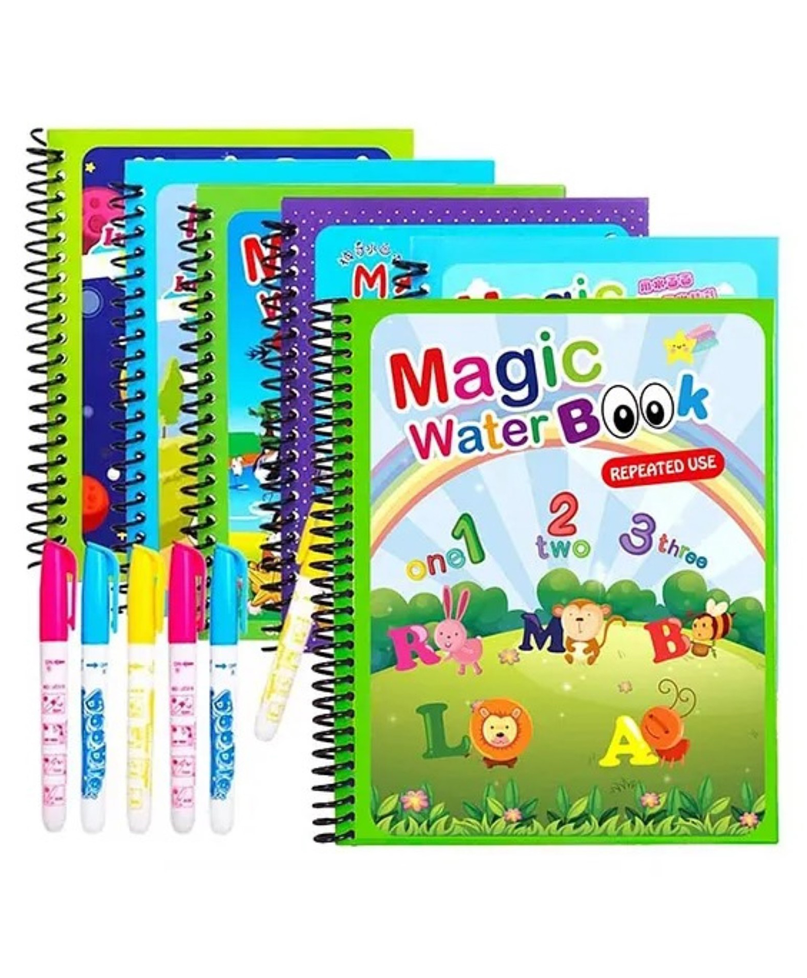 Mihar Reusable Magic Water Quick Dry Book Learning Toy Doodle and Scribble with Magic Doodle Pen (Color And Design May Vary)-Pack Of 1-image-35
