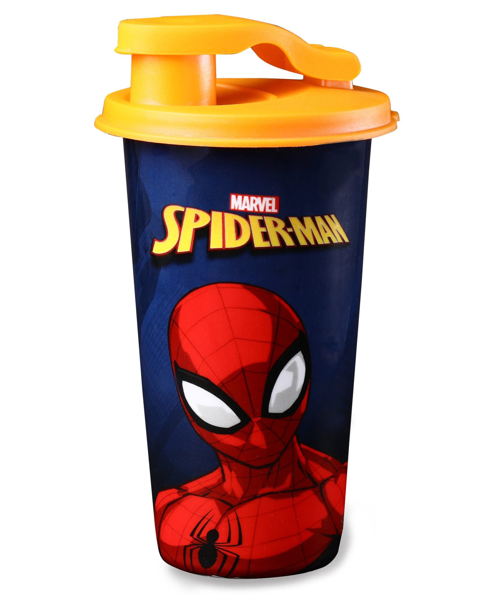 Babyhug Marvel Spiderman Stainless Steel Flip Flop Sipper 300 ml - Yellow| Spill Proof| Indoor and Outdoor| School Sipper| Hot & Cold Beverages
