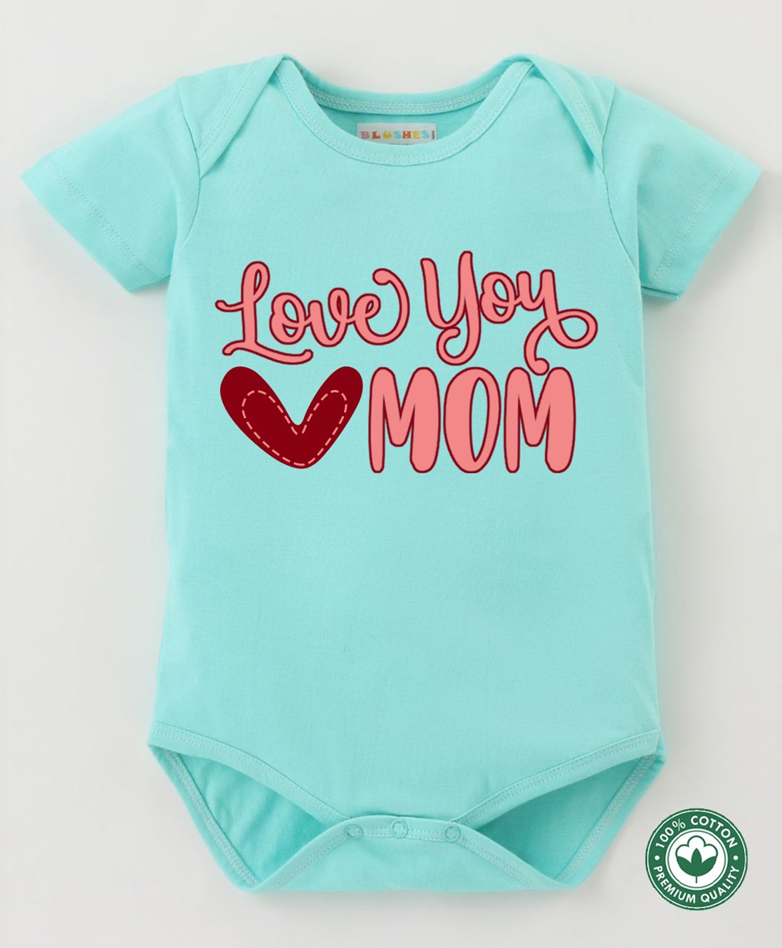 BLUSHES 100% Cotton Mothers Day Theme Half Sleeves Love You Mom Text Printed Onesie - Sea Green-picture-22