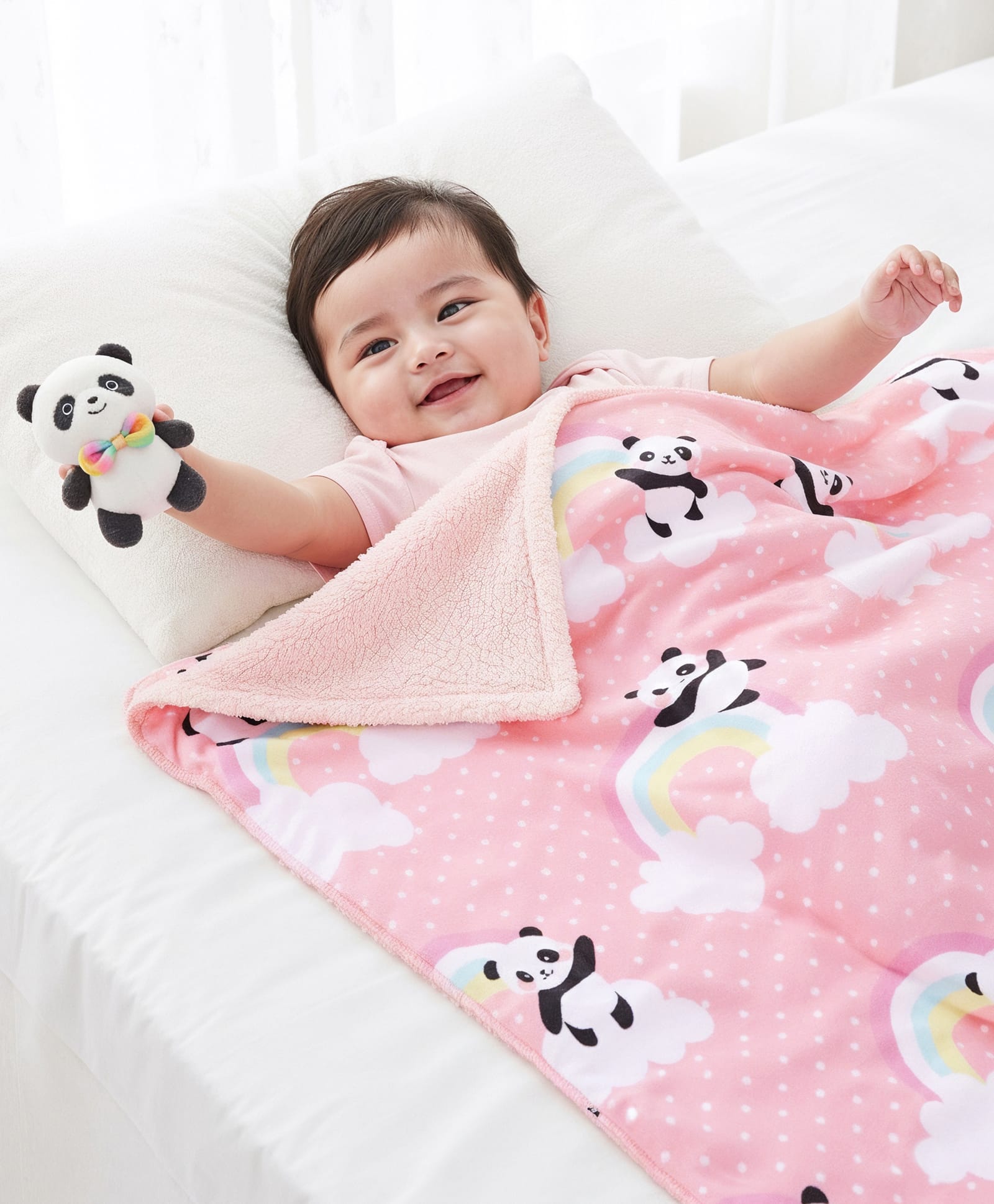 Babyhug Sherin & Poly Wool All Season Blanket Panda Print - Pink| New Born| Toddler Blanket| Baby Skin Friendly| Super Soft Wool| Machine Washable| Breathable Fabric| Warm and Cozy| Boys and Girls-picture-21