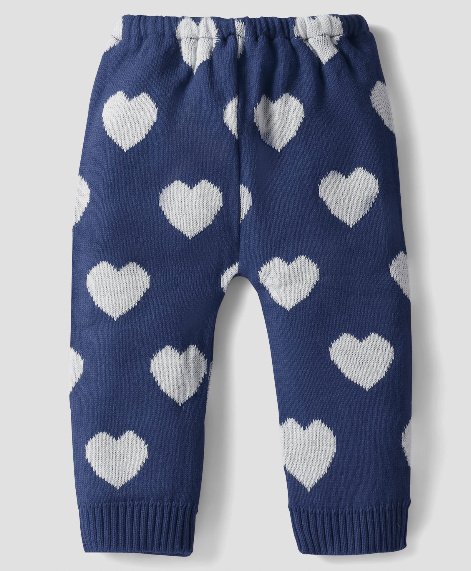 Babyhug Knit Full Length Woollen Pant With Hearts Design - Navy Blue-picture-10