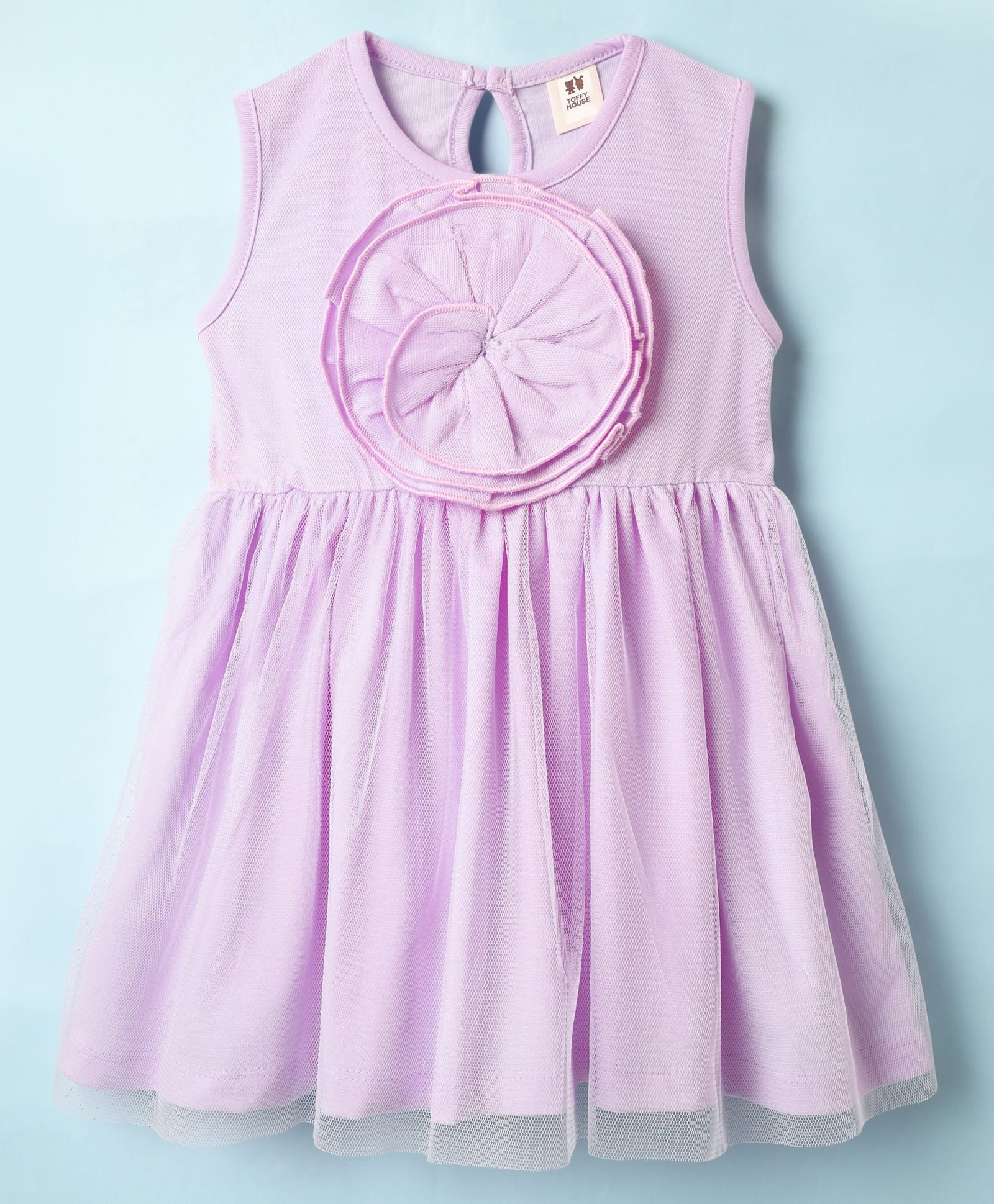 ToffyHouse Woven Sleeveless Party Dress With Floral Applique - Mauve-picture-16