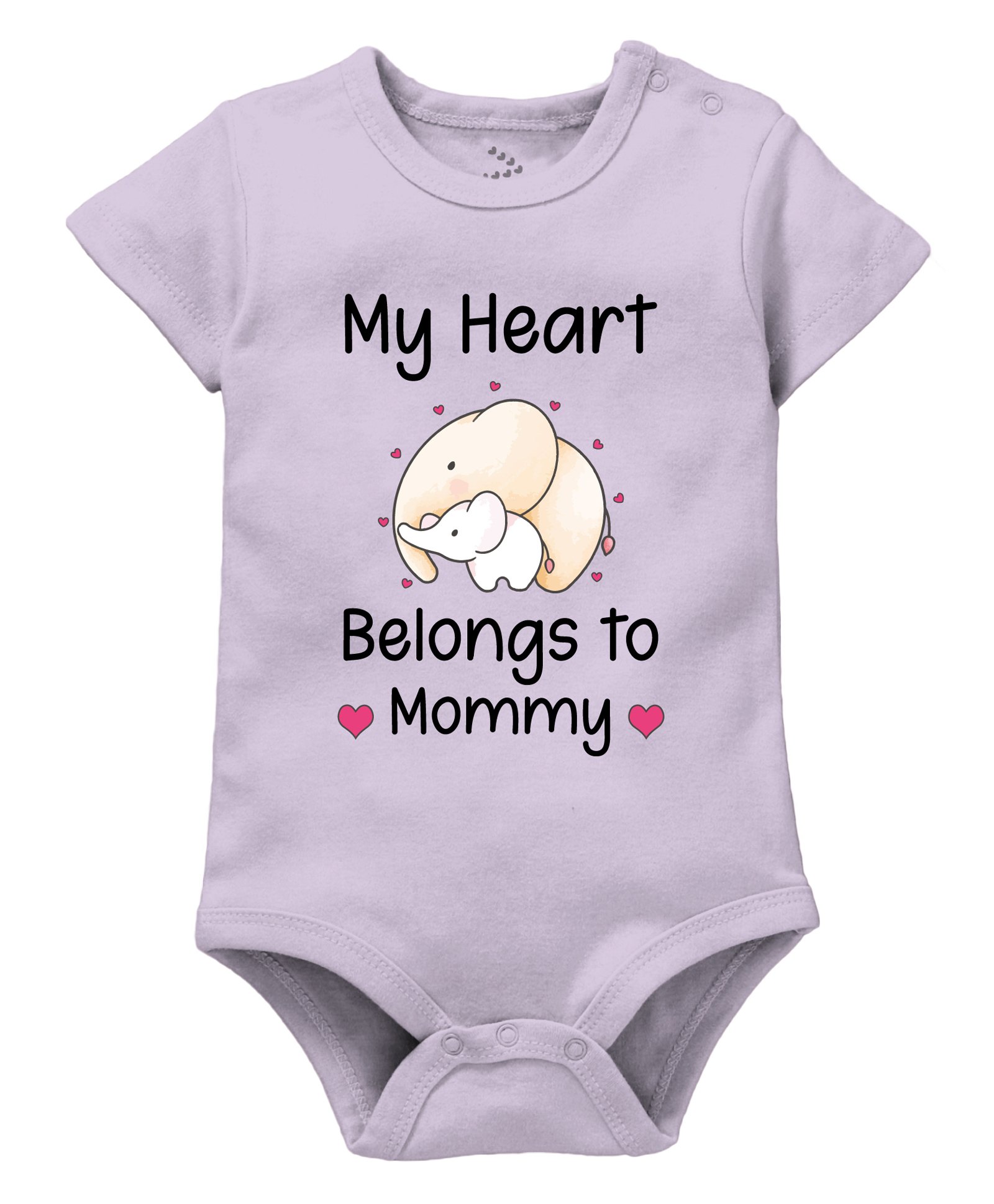 Zeezeezoo 100% Cotton Mothers Day Theme Half Sleeves My Heart Belongs To Mommy Text Printed Onesie - Lilac-picture-21