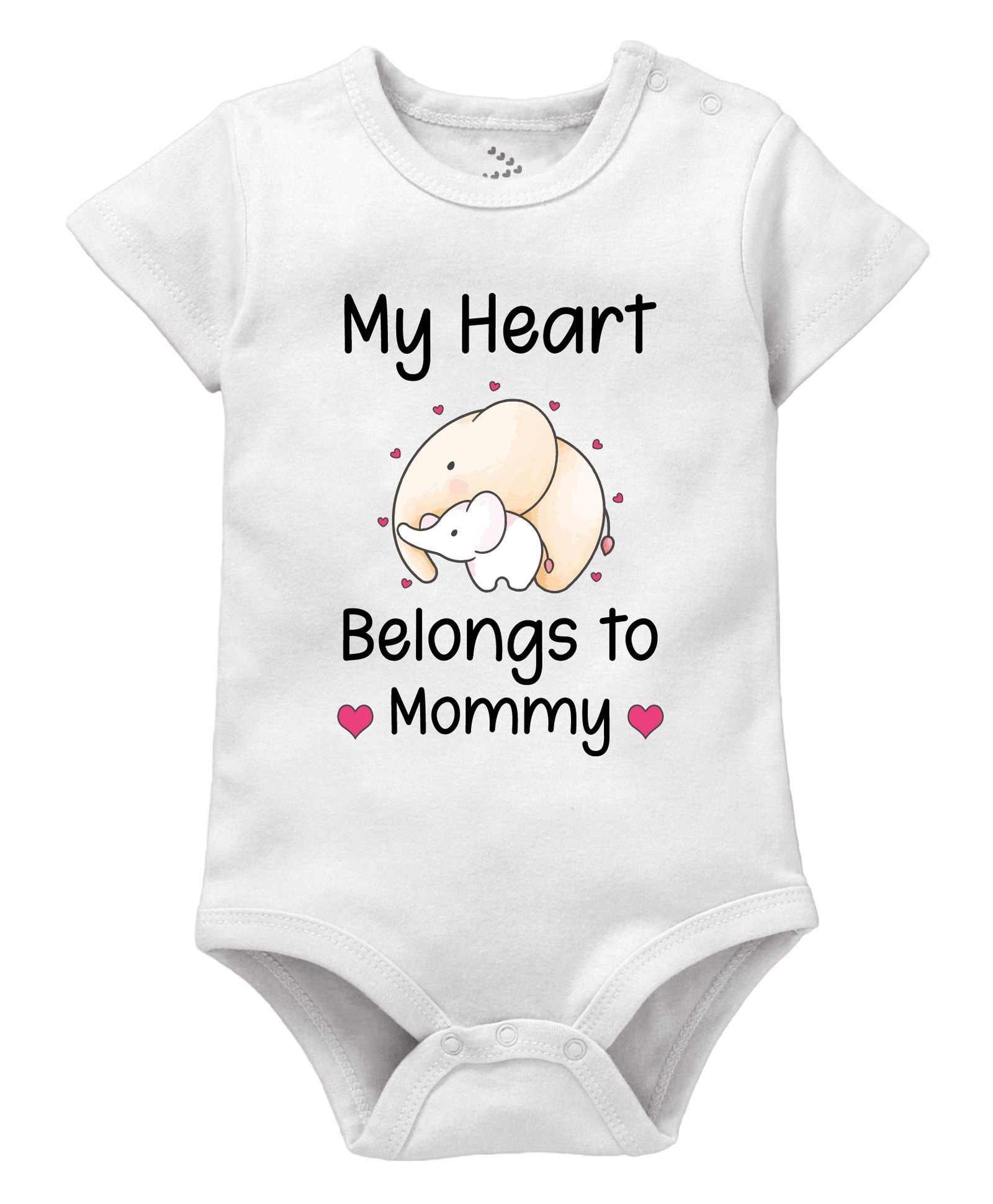 Zeezeezoo 100% Cotton Mothers Day Theme Half Sleeves My Heart Belongs To Mommy Text Printed Onesie - White-picture-46