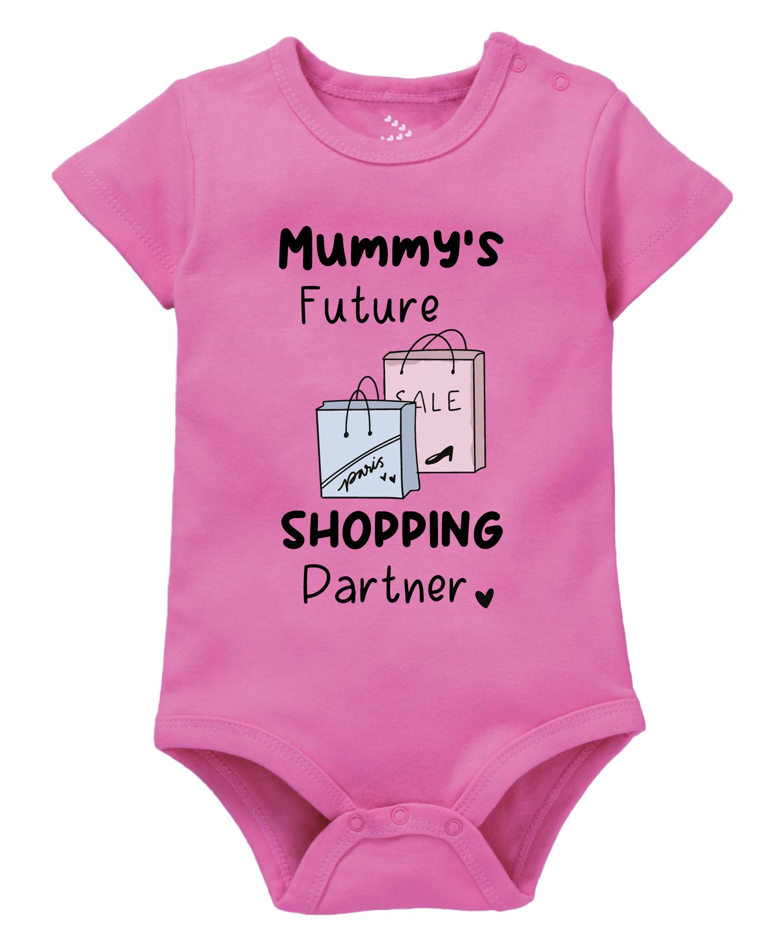 Zeezeezoo 100% Cotton Mothers Day Theme Half Sleeves Mummys Future Shopping Party Text Printed Onesie - Pink-picture-23
