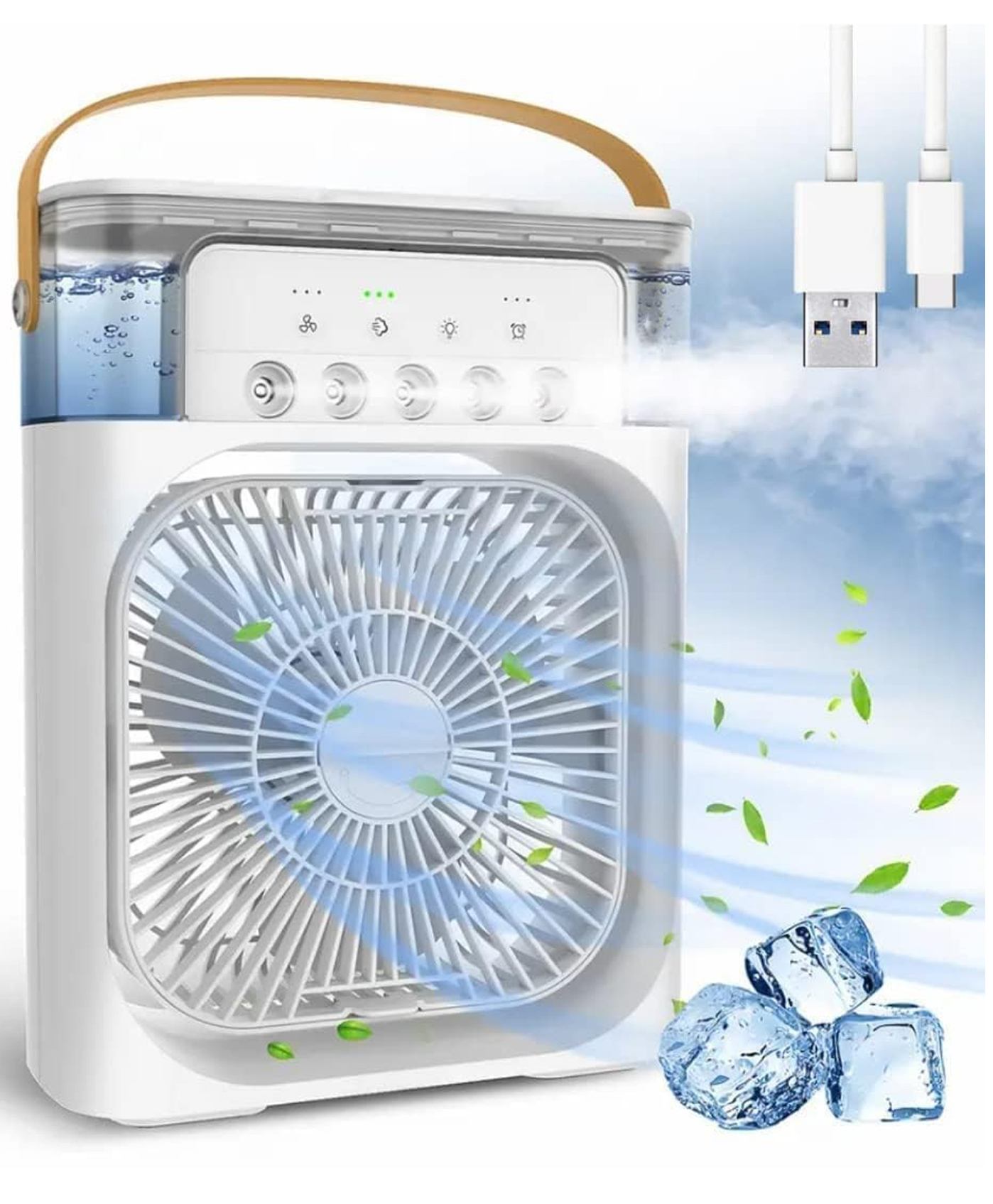 AKN TOYS Portable Air Conditioners - Small AC Quiet Personal Air Cooler, USB Powered Mini Desktop Cooling Misting Fan, 1 | 2 | 3 Timer 3 Smart Speeds,360 Adjustment (MULTI)-image-5
