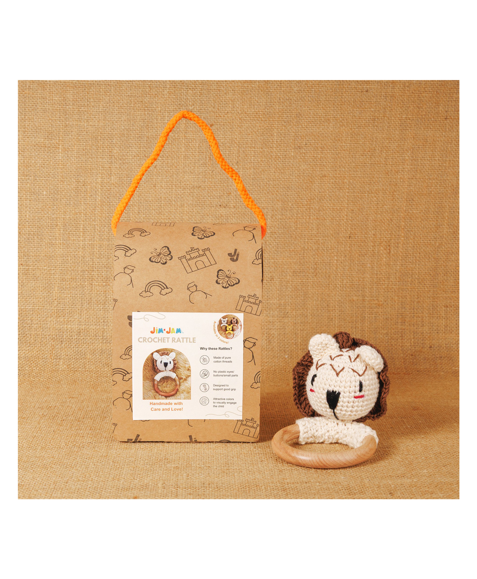 Jim N Jam Crochet Rattle and Teether - Beige-image-43