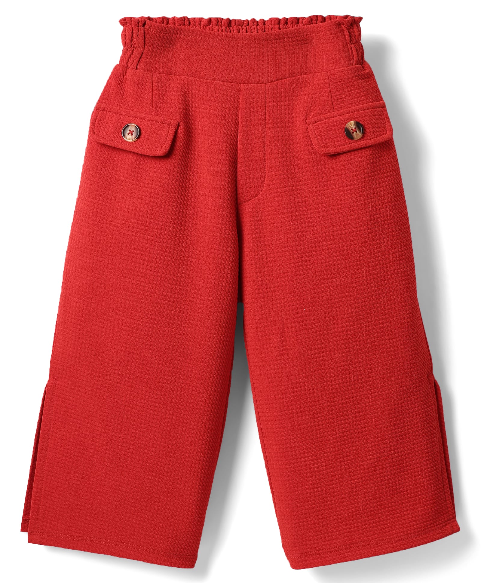 CrayonFlakes Waffle Knit Solid Palazzo - Red-picture-12