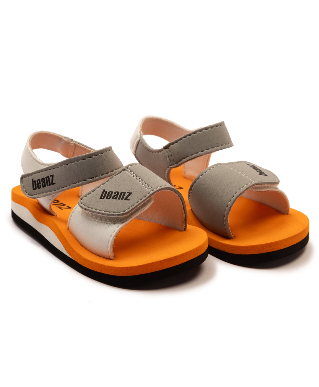 Beanz Colour Blocked Sandals With Double Velcro Closure - Orange & Grey-image-33