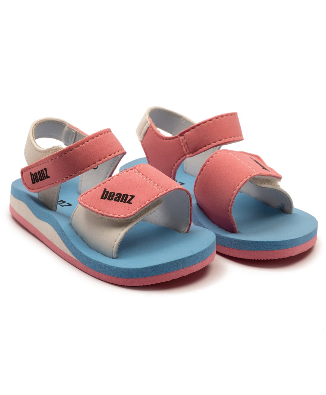 Beanz Colour Blocked Sandals With Double Velcro Closure - Sky Blue & Pink-picture-33