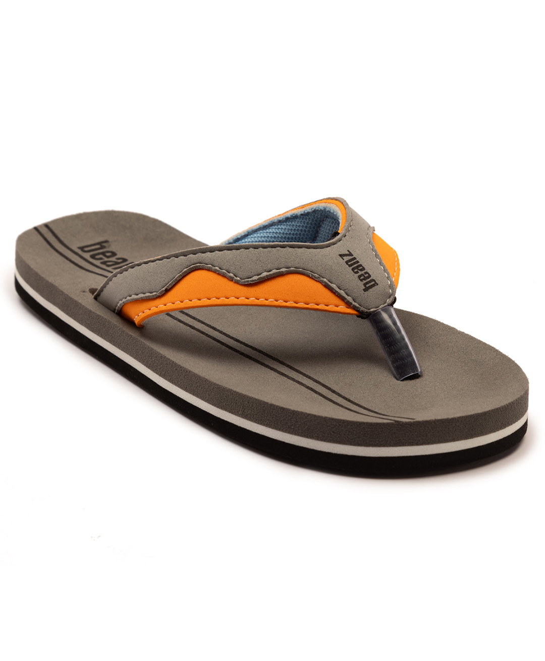 Beanz Striped Flip Flops - Grey & Orange-image-38