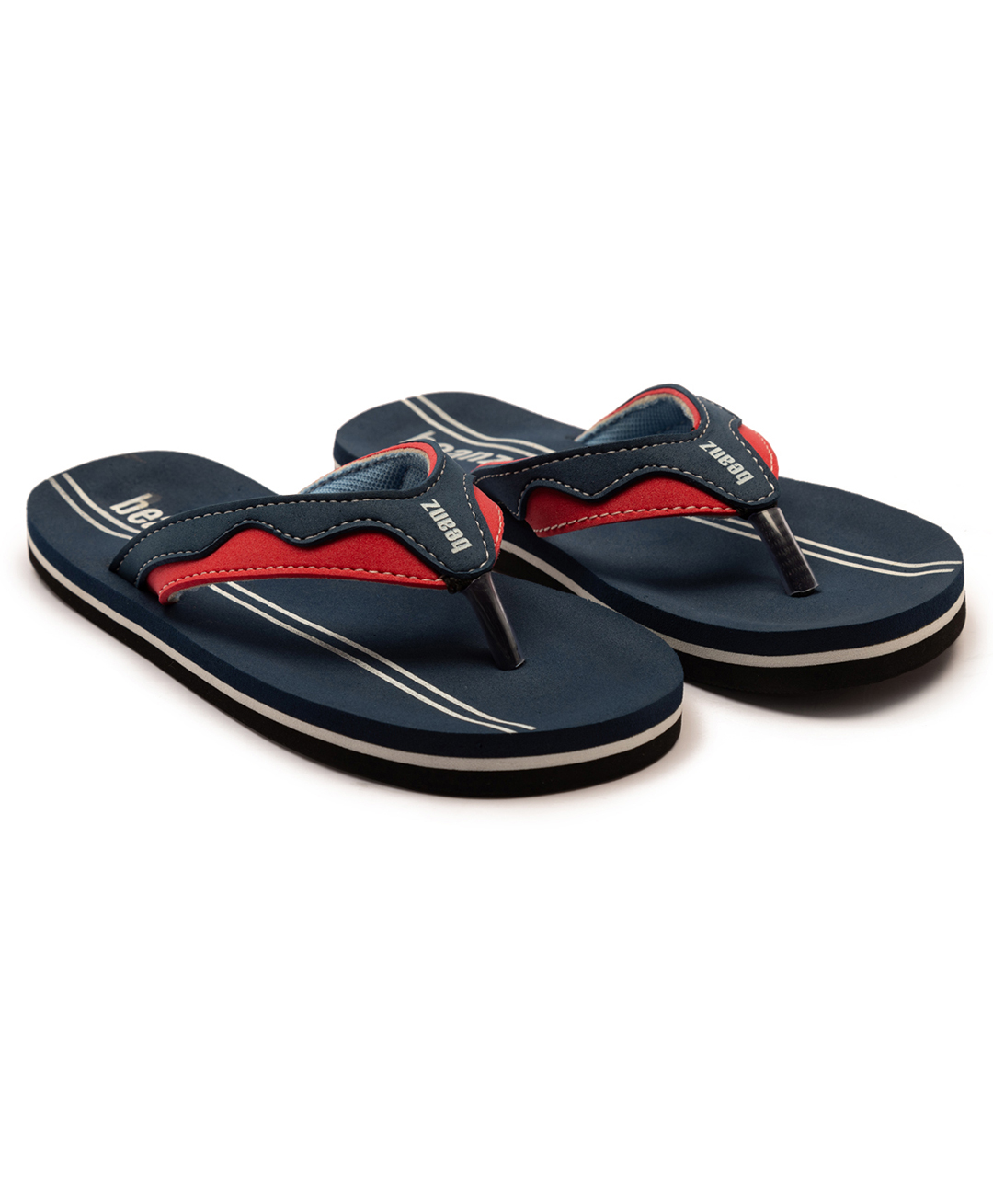 Beanz Striped Flip Flops - Navy Blue & Red-image-42
