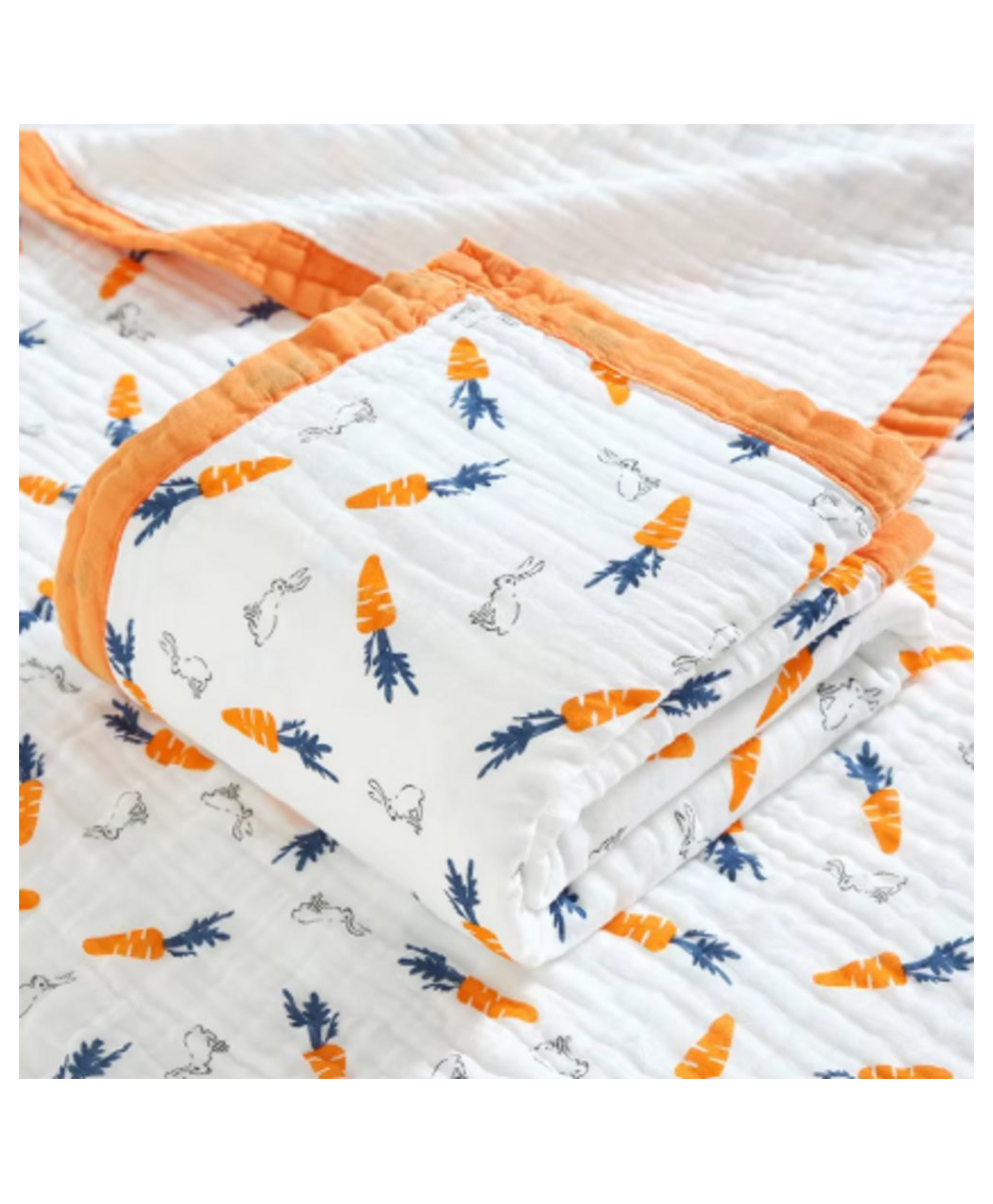 Baby Muslin Organic Cotton Super Soft Absorbent Muslin 6 LayerBlanket with Carrot Print - White & Orange-image-47