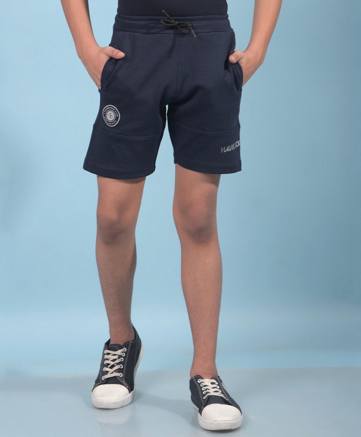 CRIMSOUNE CLUB Cotton Solid Shorts - Navy Blue-picture-12