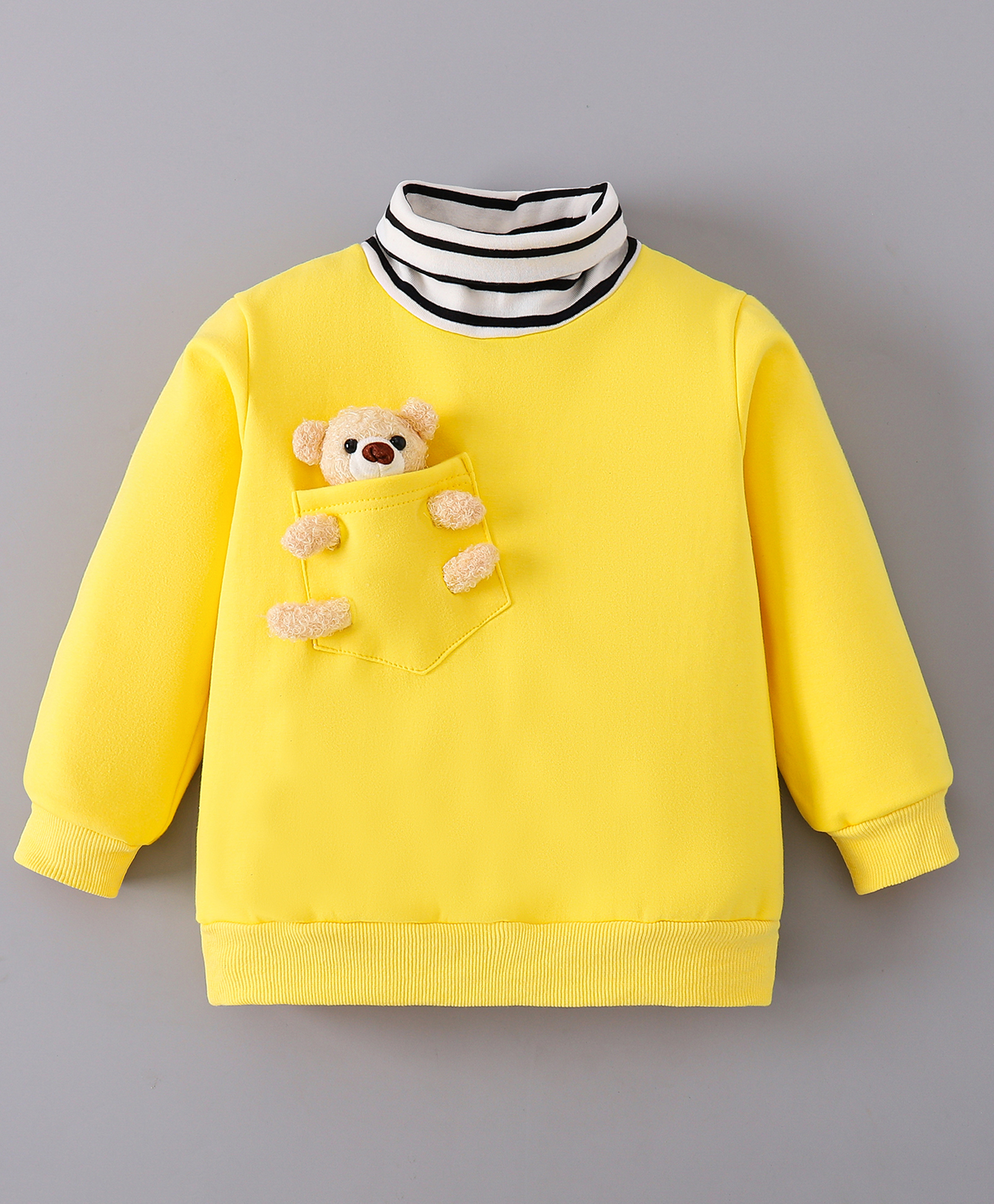 Mark & Mia Full Sleeves Sweatshirt With Teddy Bear Applique - Yellow-picture-11