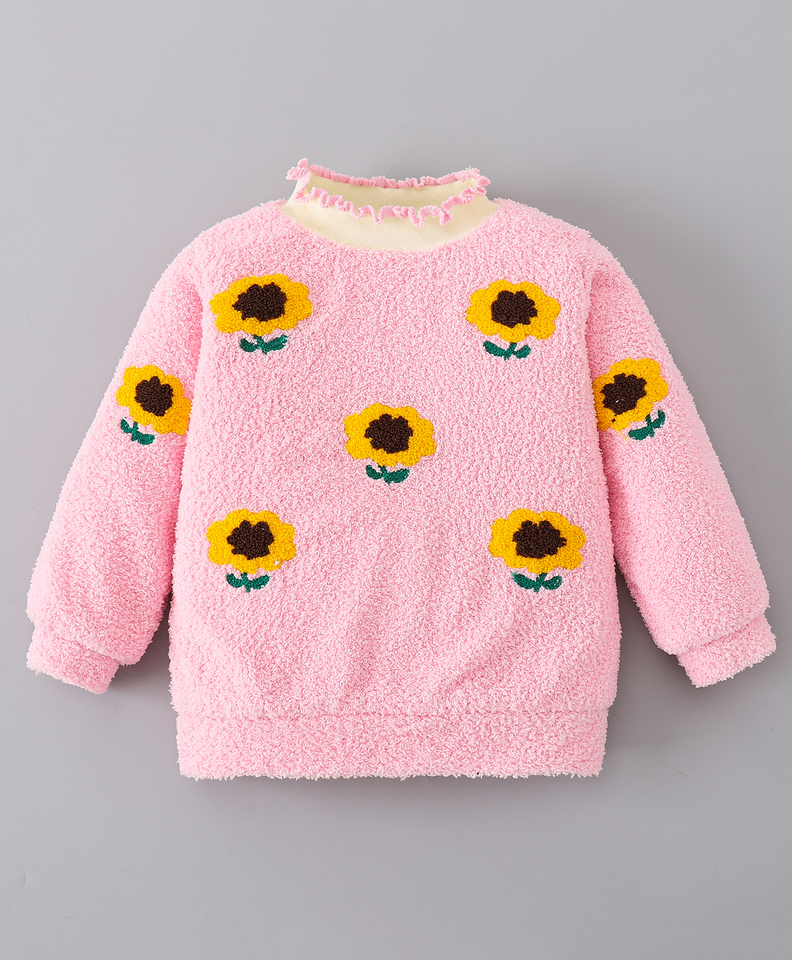 Mark & Mia Full Sleeves Sweatshirt With Sunflower Embroidery - Pink-image-43