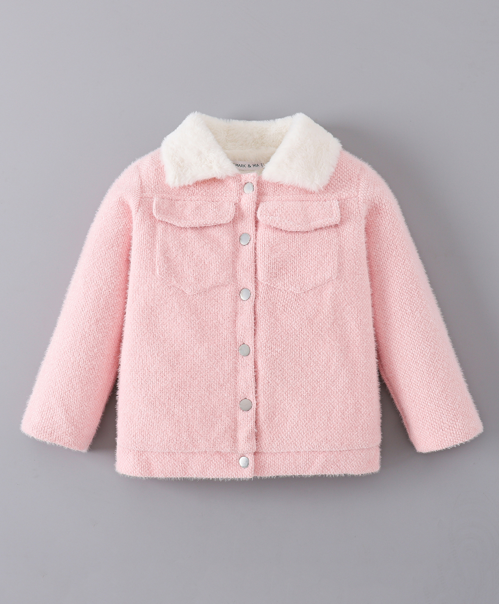 Mark & Mia Full Sleeves Solid Collared Winter Jacket - Pink-image-29