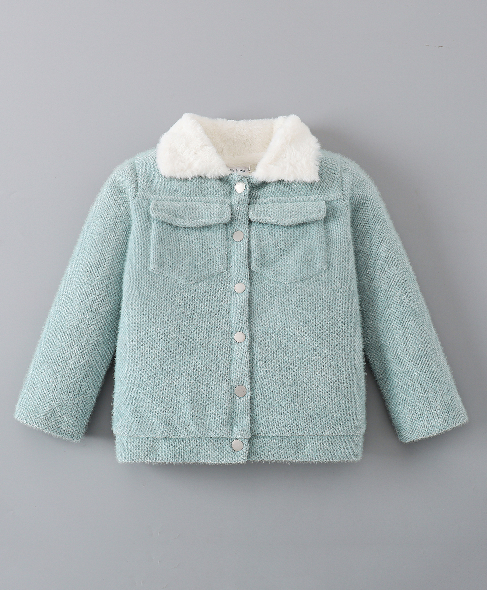Mark & Mia Full Sleeves Solid Collared Winter Jacket - Light Blue-image-29