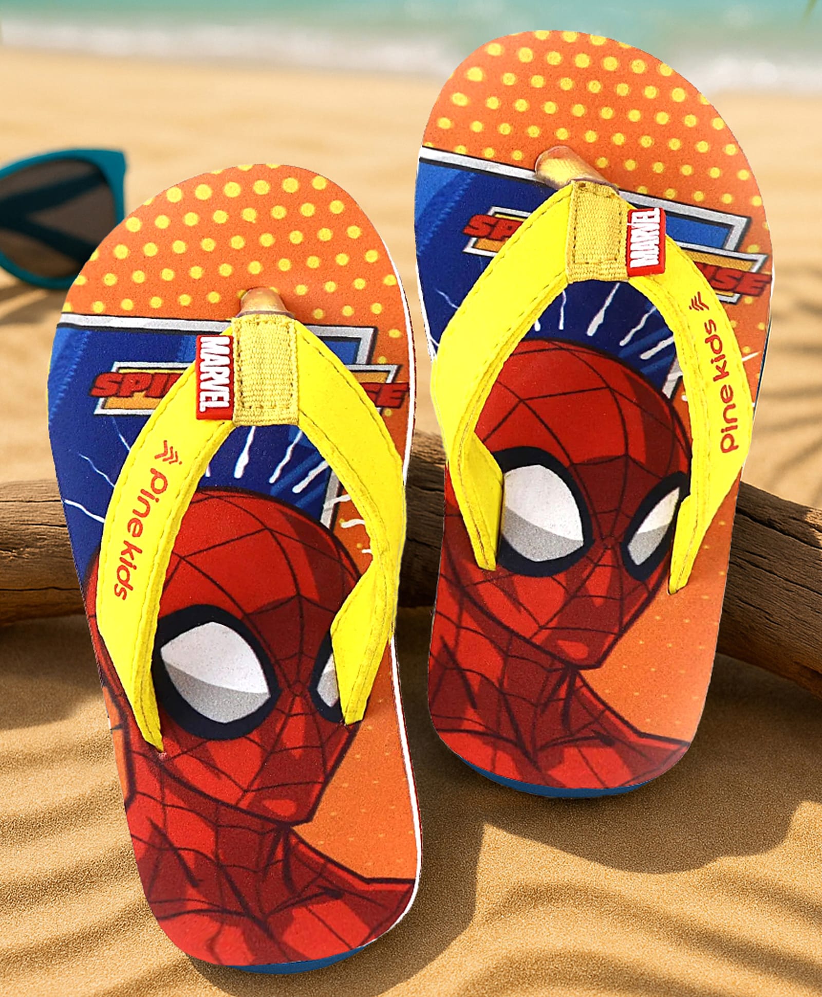 Pine Kids Marvel Slip On Flip Flops With Spiderman Print - Red & Orange-picture-19