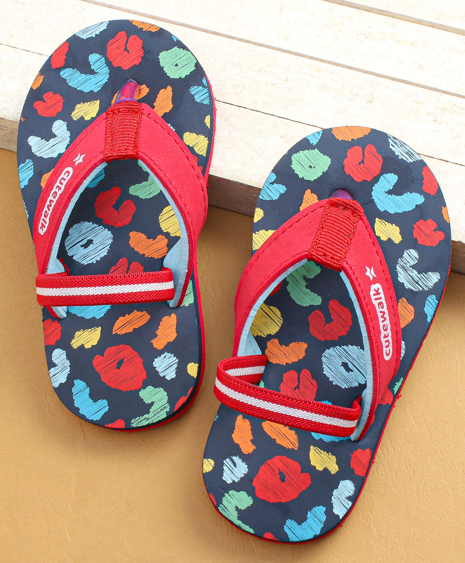 Cute Walk by Babyhug Velcro Closure Abstract Printed Flip Flops - Navy Blue-image-22