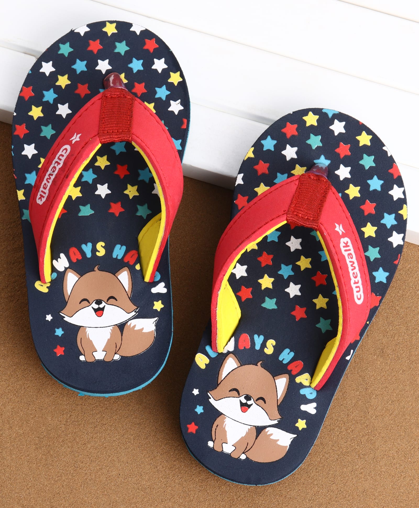 Cute Walk by Babyhug Casual Slip On Flip Flops with Animal Print - Navy Blue-image-48