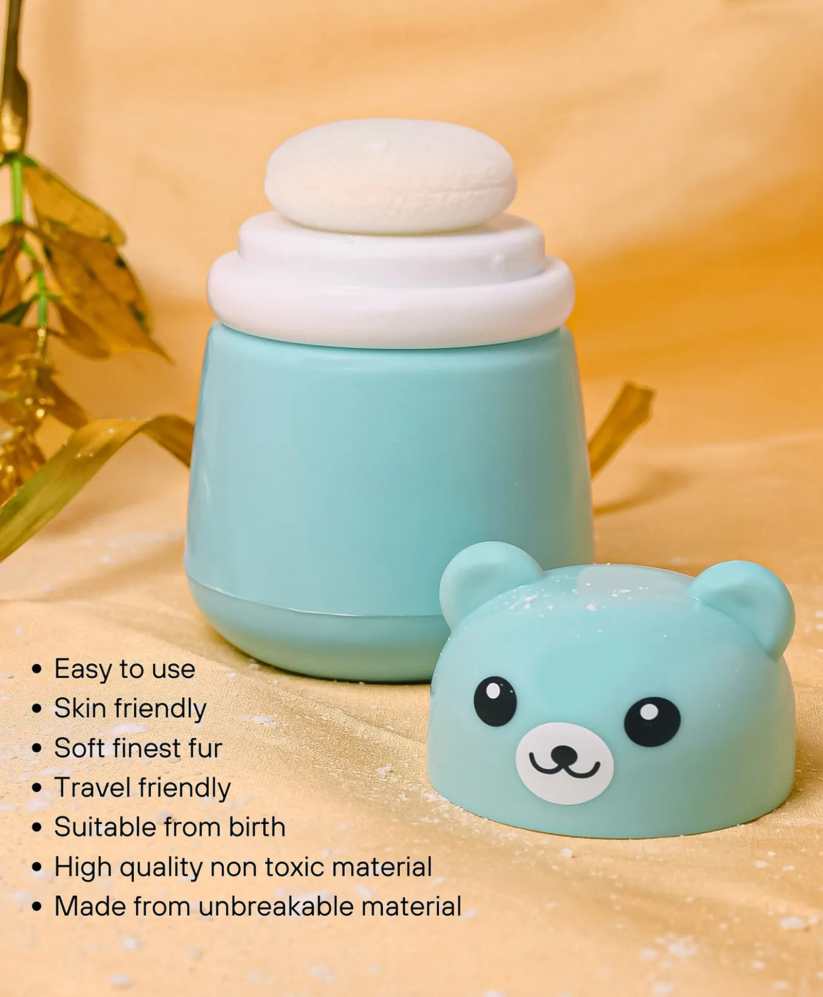 LuvlittlePortable Baby Skin Care Baby Powder Puff With Box Holder Container for New Born and Kids for Baby Face and Body (Panda-blue)-image-31