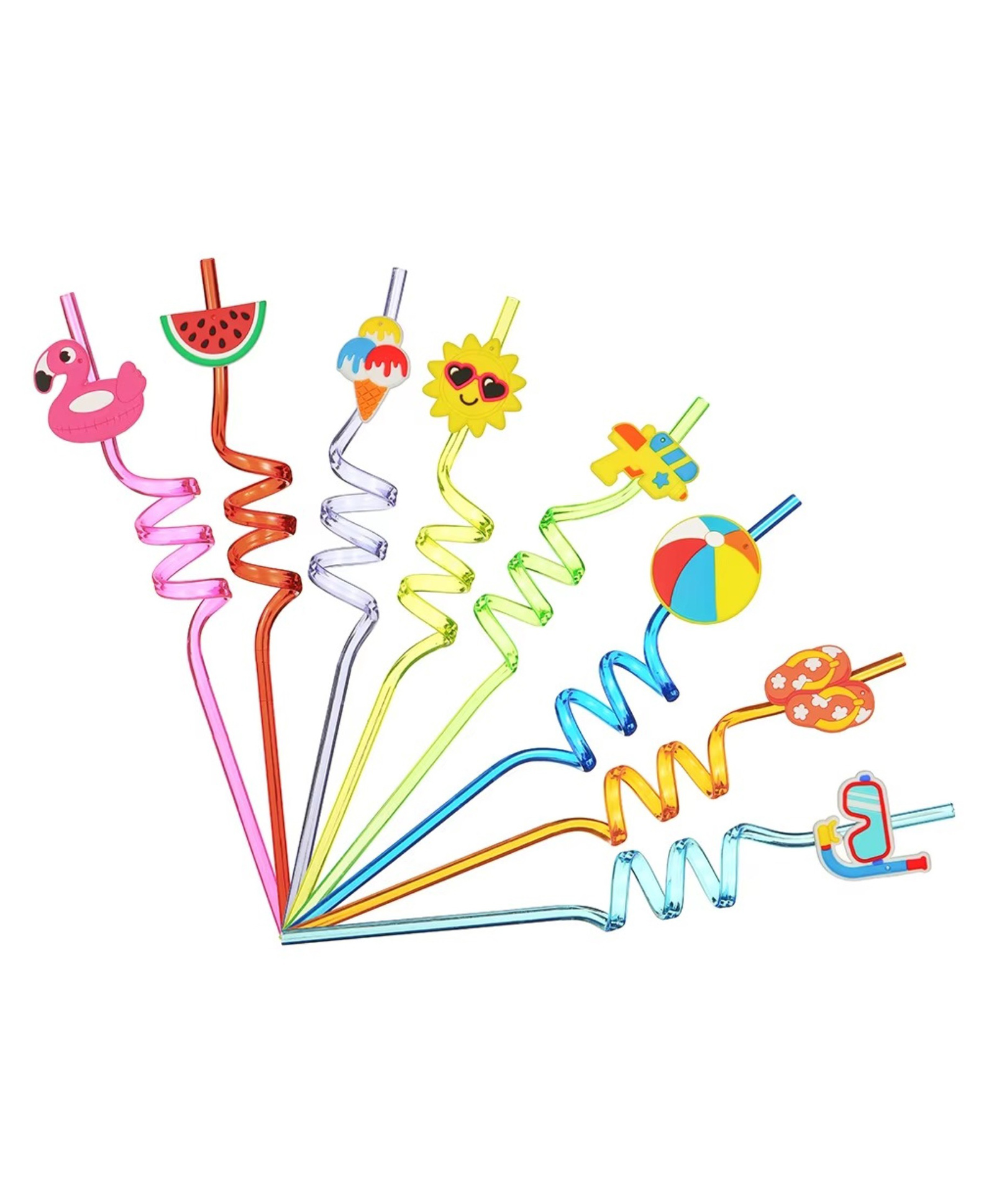 Luvlittle Set of 6 Reusable Cute Spiral Drinking Straws for Kids - Design May Vary