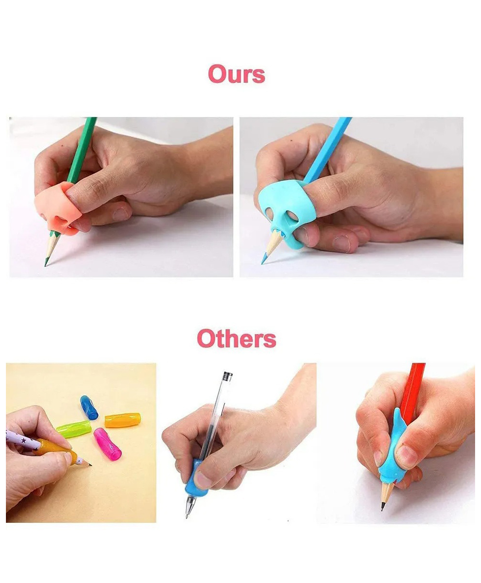 LuvlittleSilicone Pencil Grips Two-Finger for Kids Handwriting Pencil Holder for Children Preschoolers Writing Training Gripper Set for Kids- Pack Of 6 Multicolor-image-25