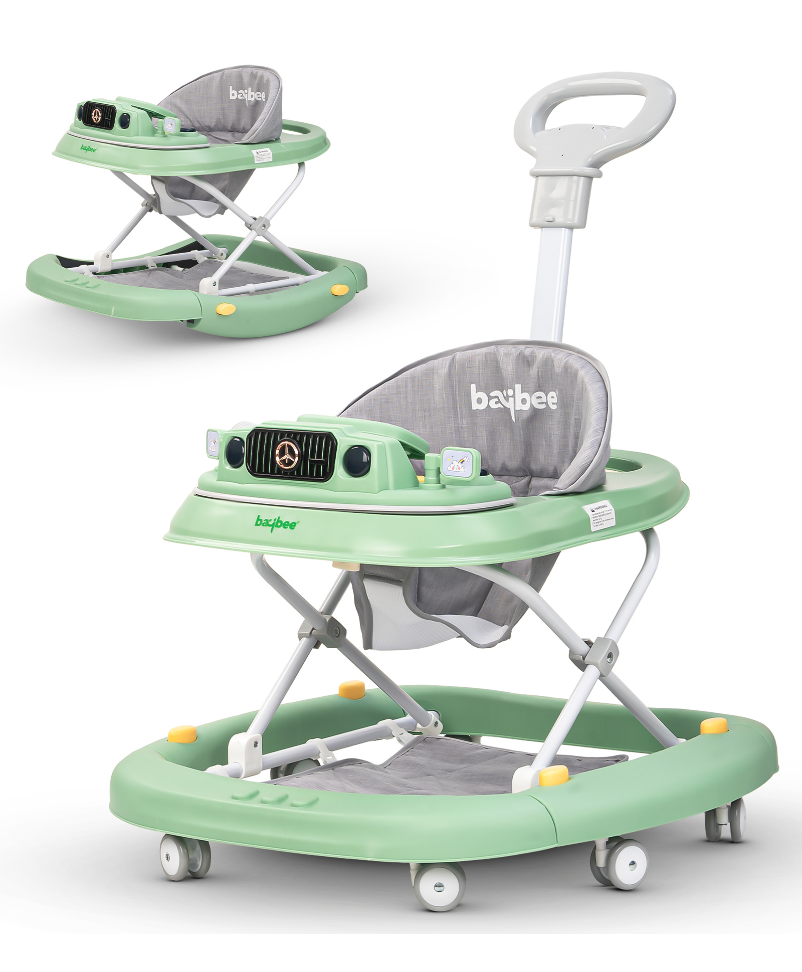 Baybee 2 in 1 Gypsy Baby Walker for Kids with Rocker, Parental Push Handle | Activity Push Walker with Adjustable Height & Musical Toy Bar | Kids Walker for Baby (Green)-image-32