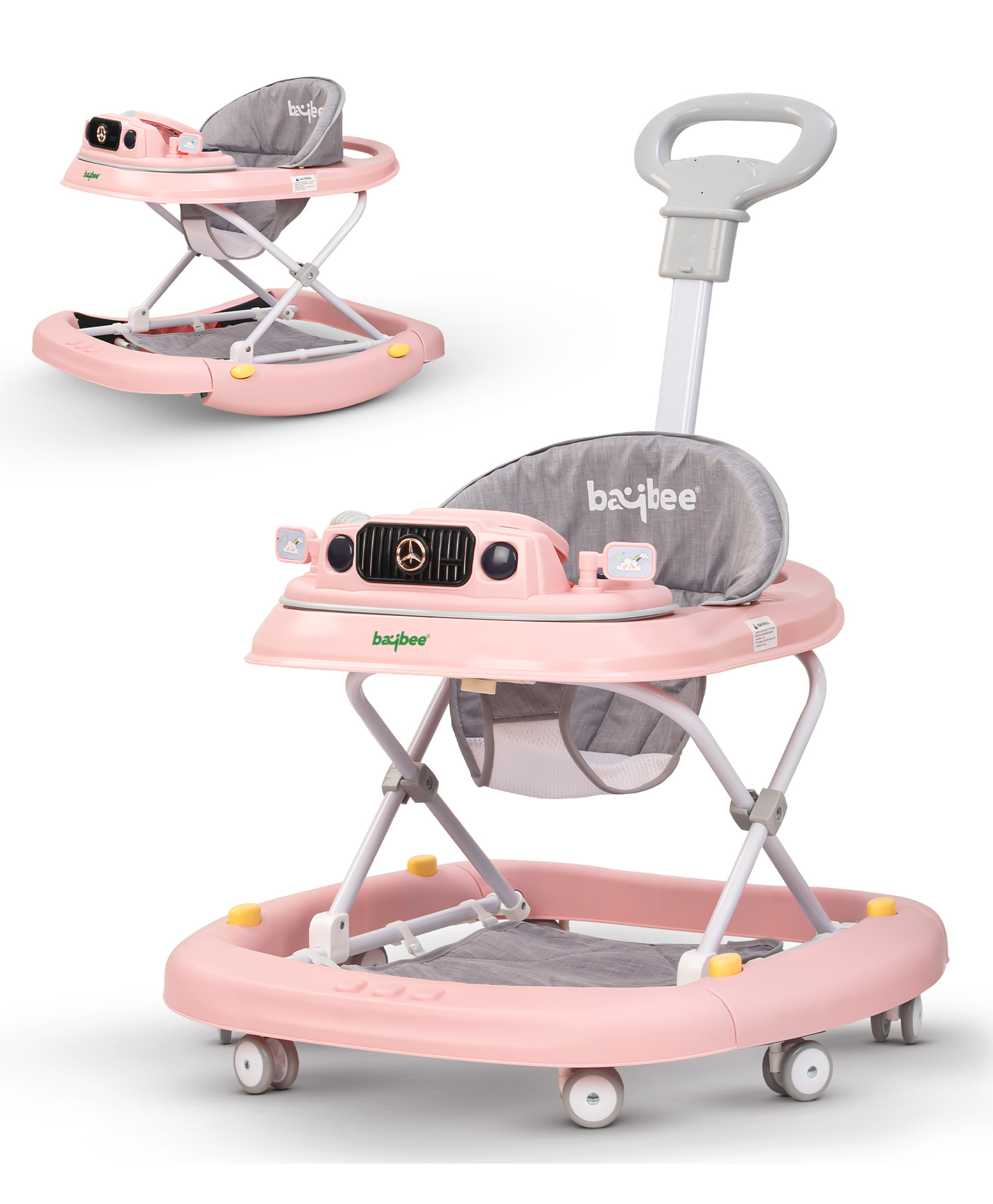 Baybee 2 in 1 Gypsy Baby Walker for Kids with Rocker, Parental Push Handle | Activity Push Walker with Adjustable Height & Musical Toy Bar | Kids Walker for Baby (Pink)-image-13
