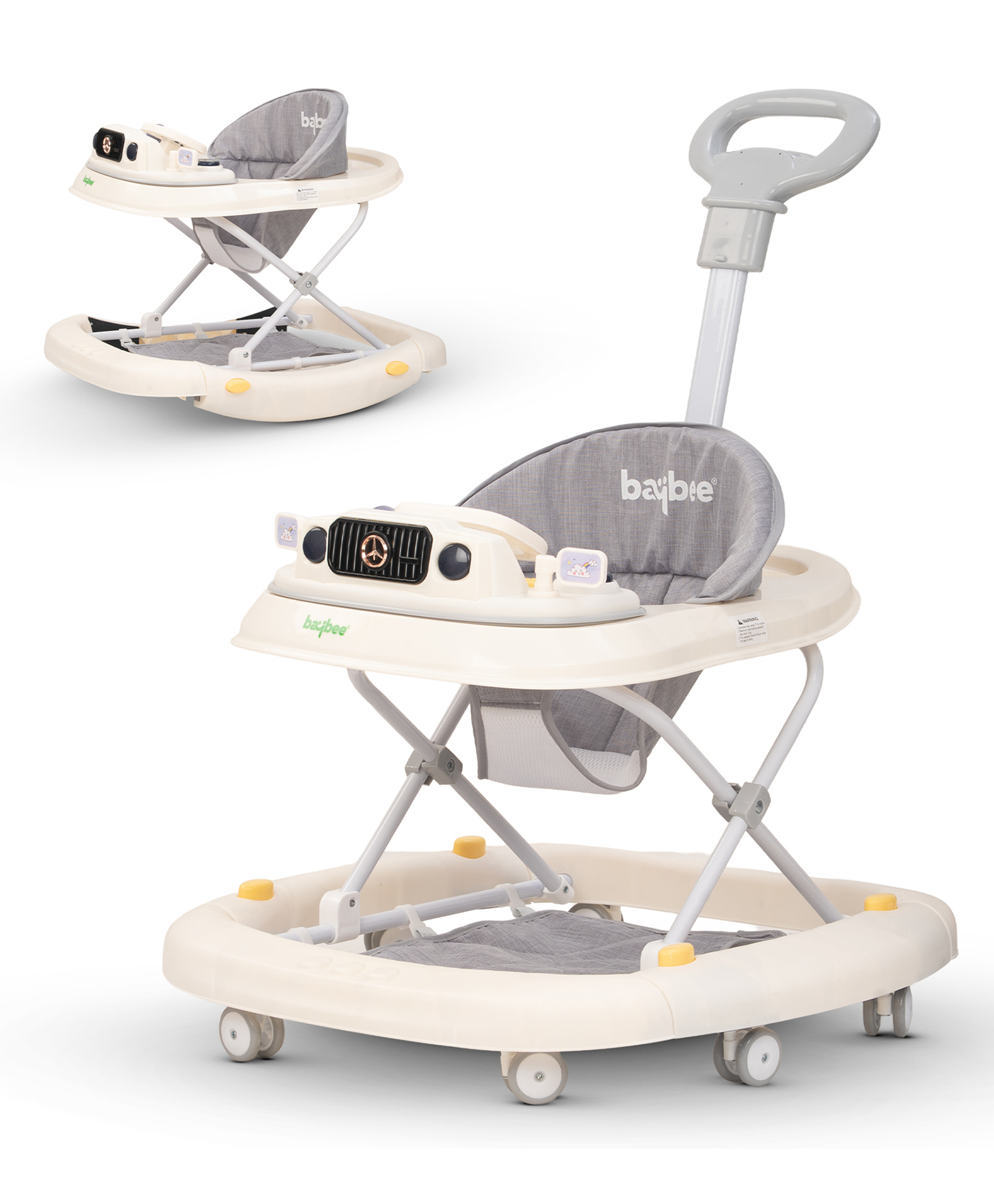 Baybee 2 in 1 Gypsy Baby Walker for Kids with Rocker, Parental Push Handle | Activity Push Walker with Adjustable Height & Musical Toy Bar | Kids Walker for Baby (White)-image-30