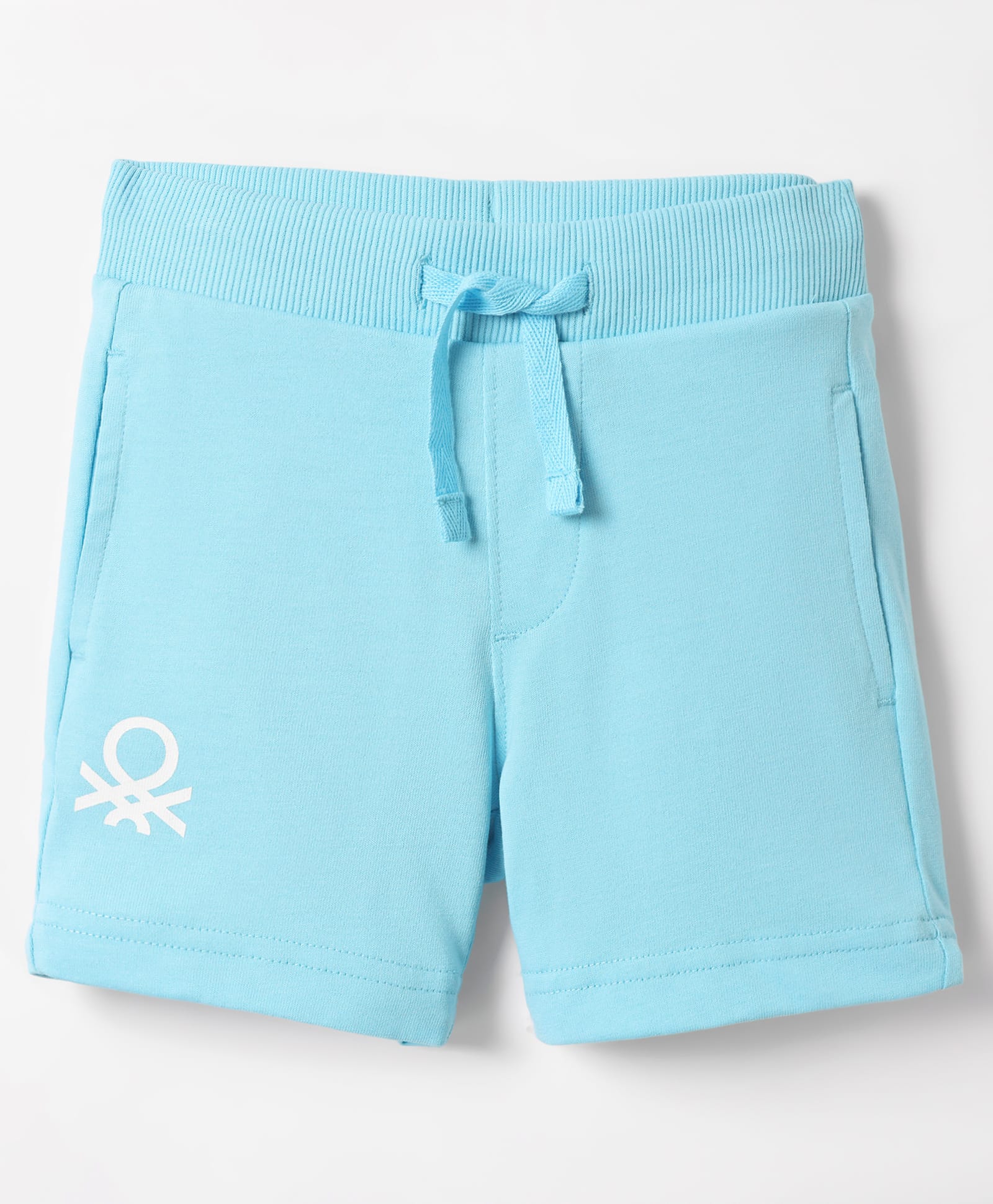 UCB Knit Knee Length Solid Shorts With Ribbed Waist - Light Blue-picture-12