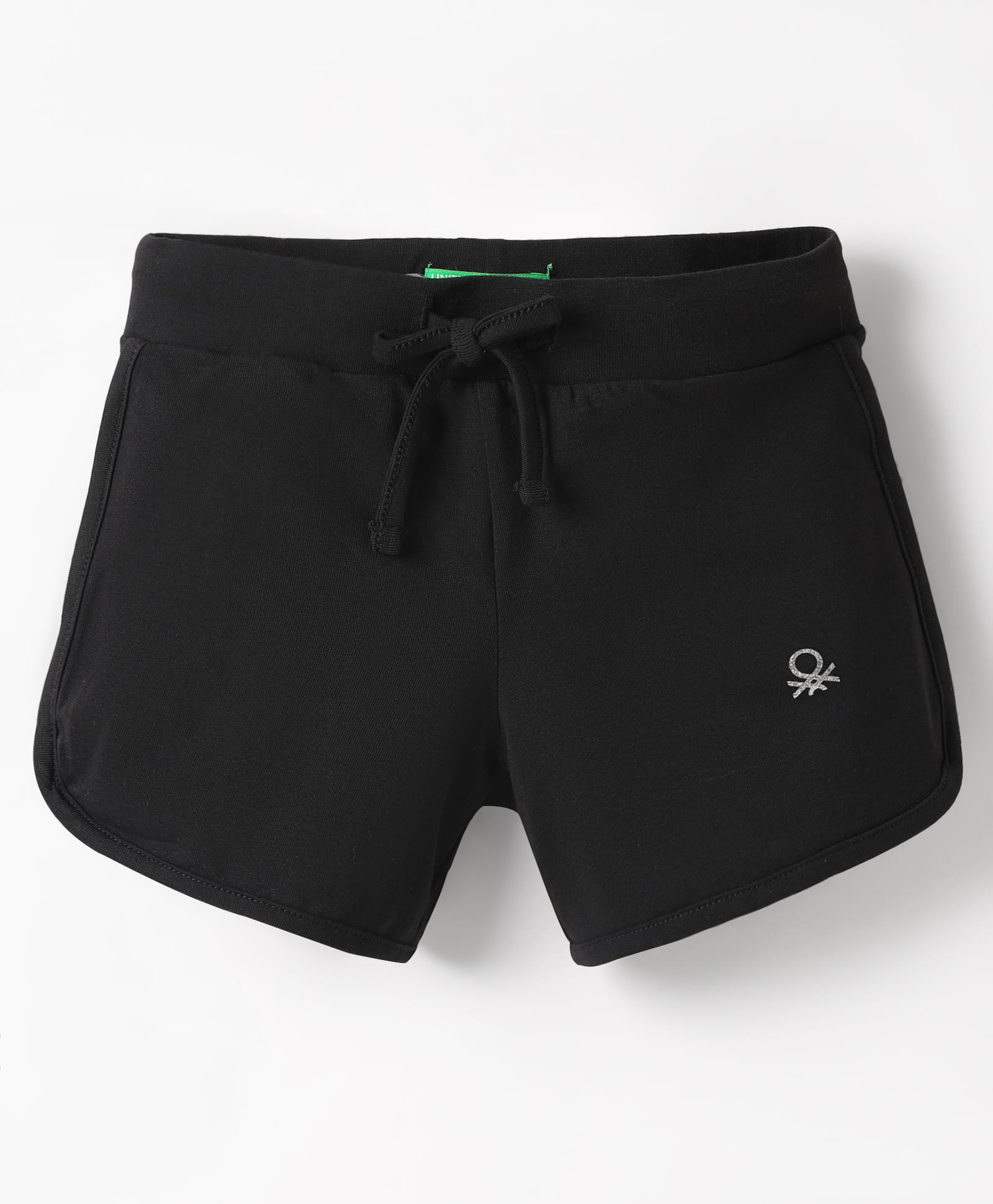 UCB Knit Knee Length Solid Color Shorts with Brand Logo - Black-picture-20