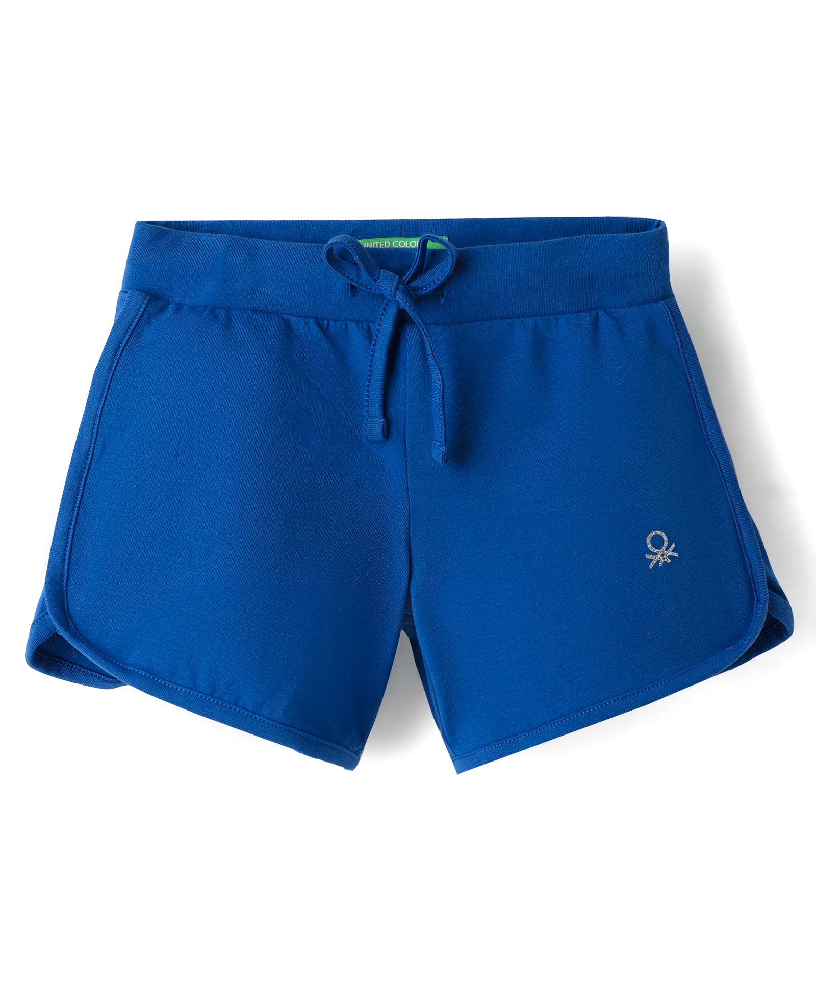 UCB Knit Knee Length Solid Color Shorts with Brand Logo - Blue-picture-28