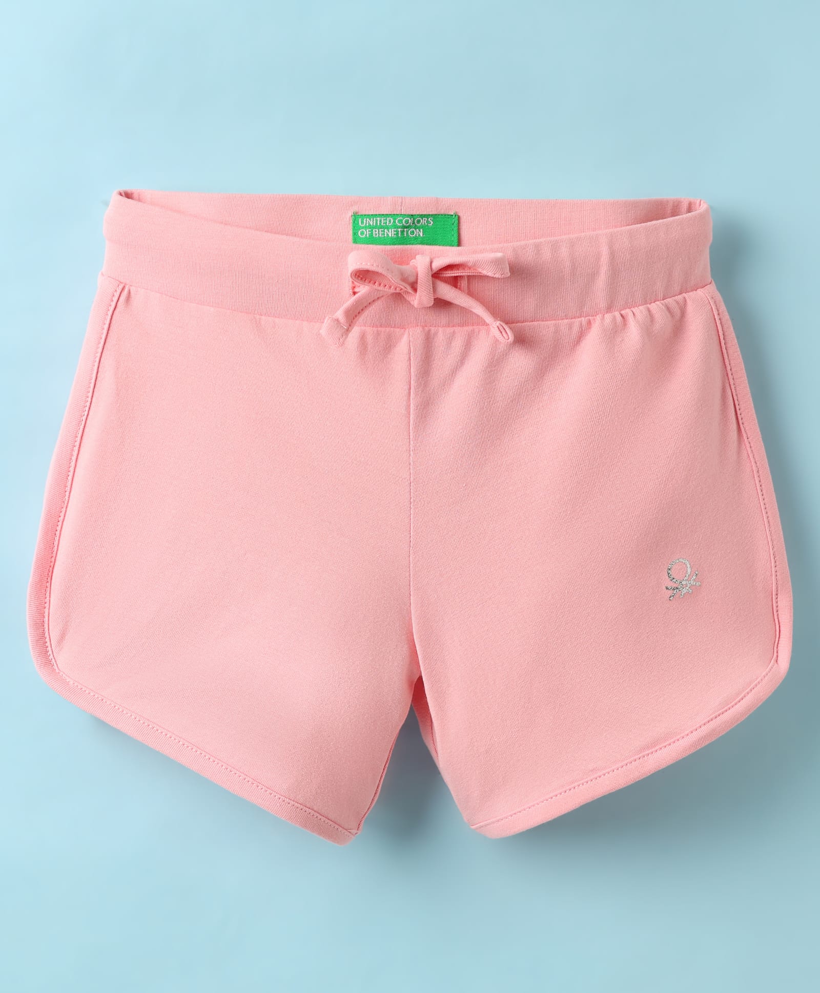 UCB Knit Knee Length Solid Color Shorts with Brand Logo - Pink-picture-21