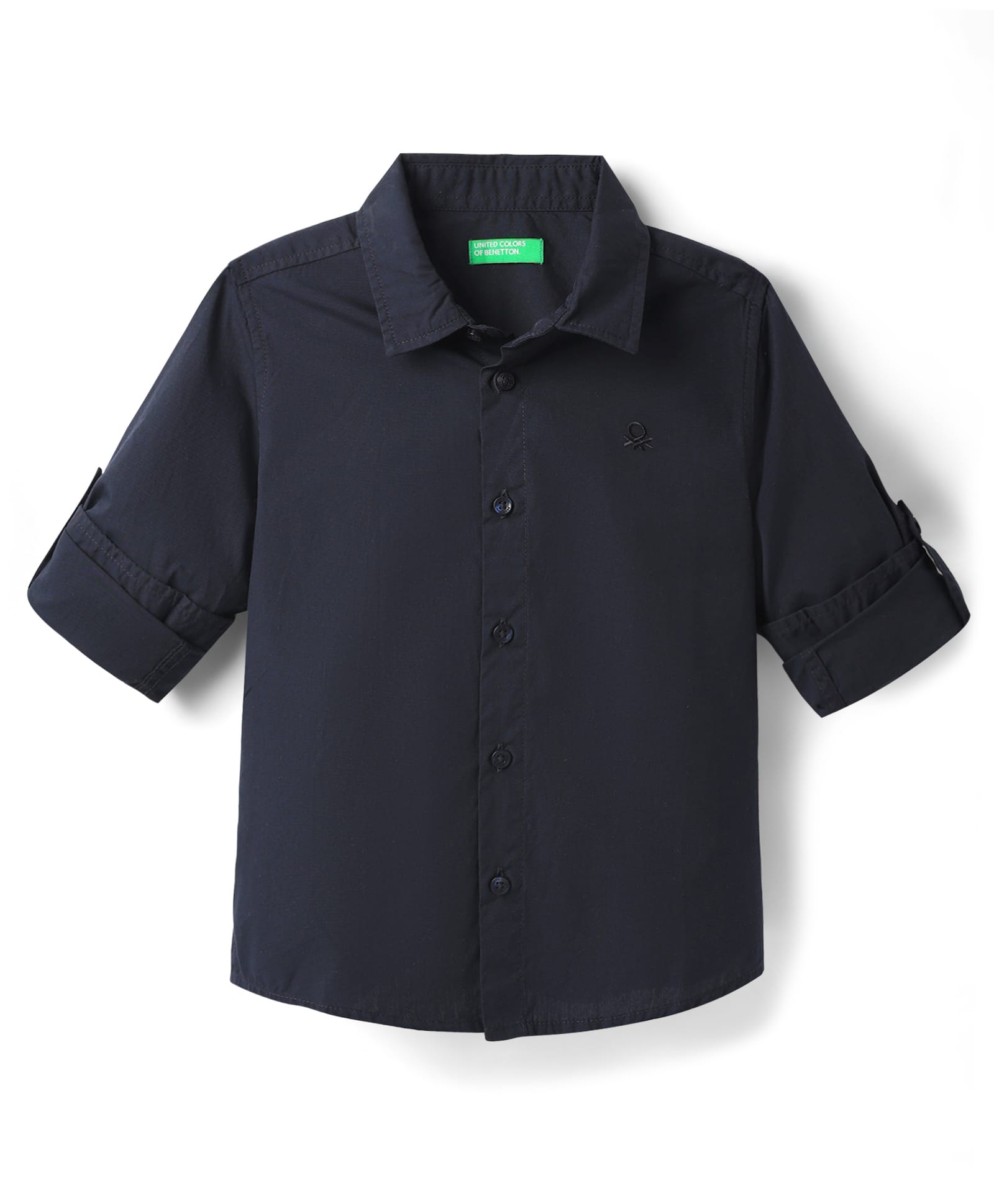 UCB Cotton Woven Full Sleeves Solid Colour Shirt - Navy Blue-picture-2