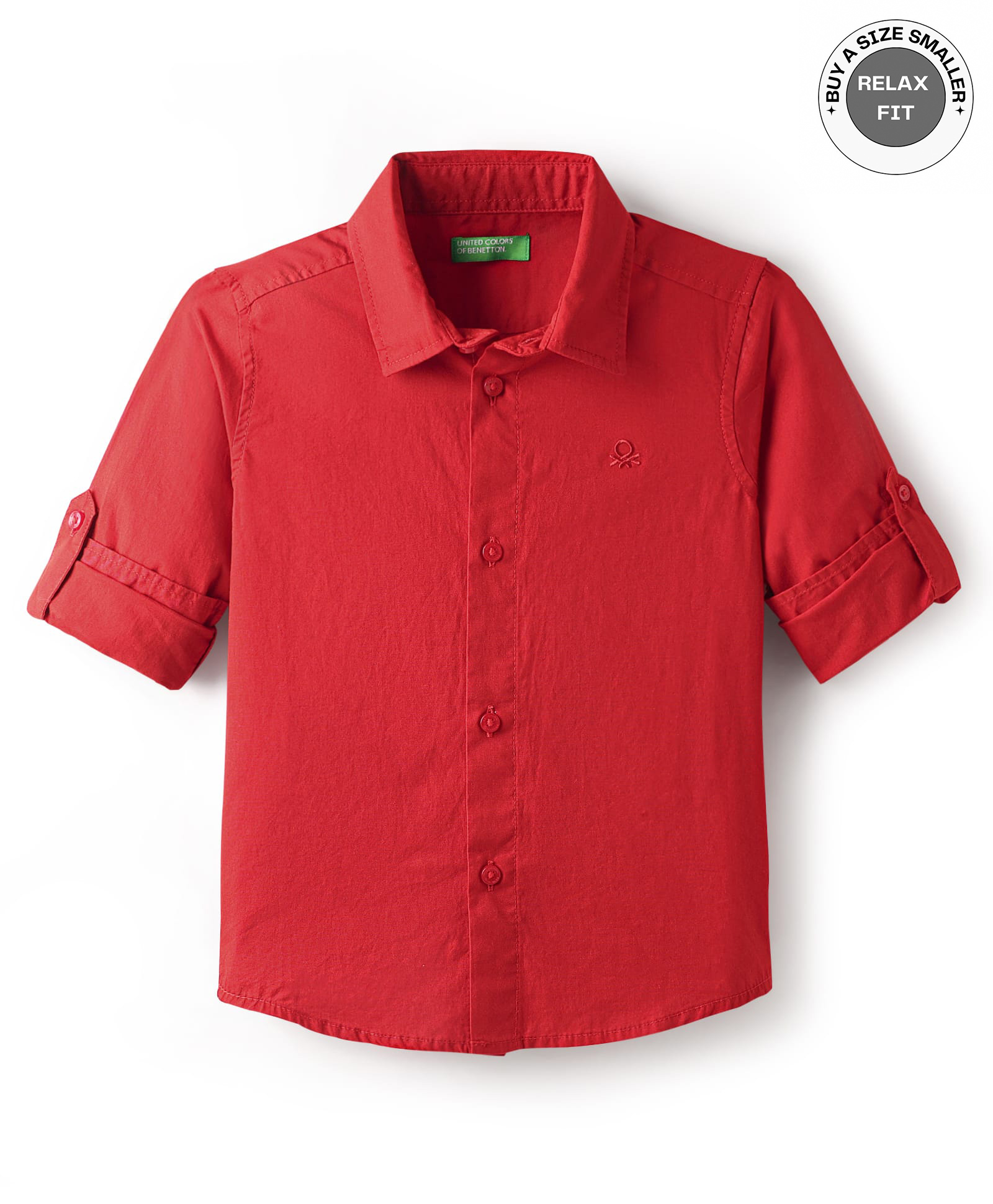UCB Cotton Woven Full Sleeves Solid Colour Shirt - Red-picture-3