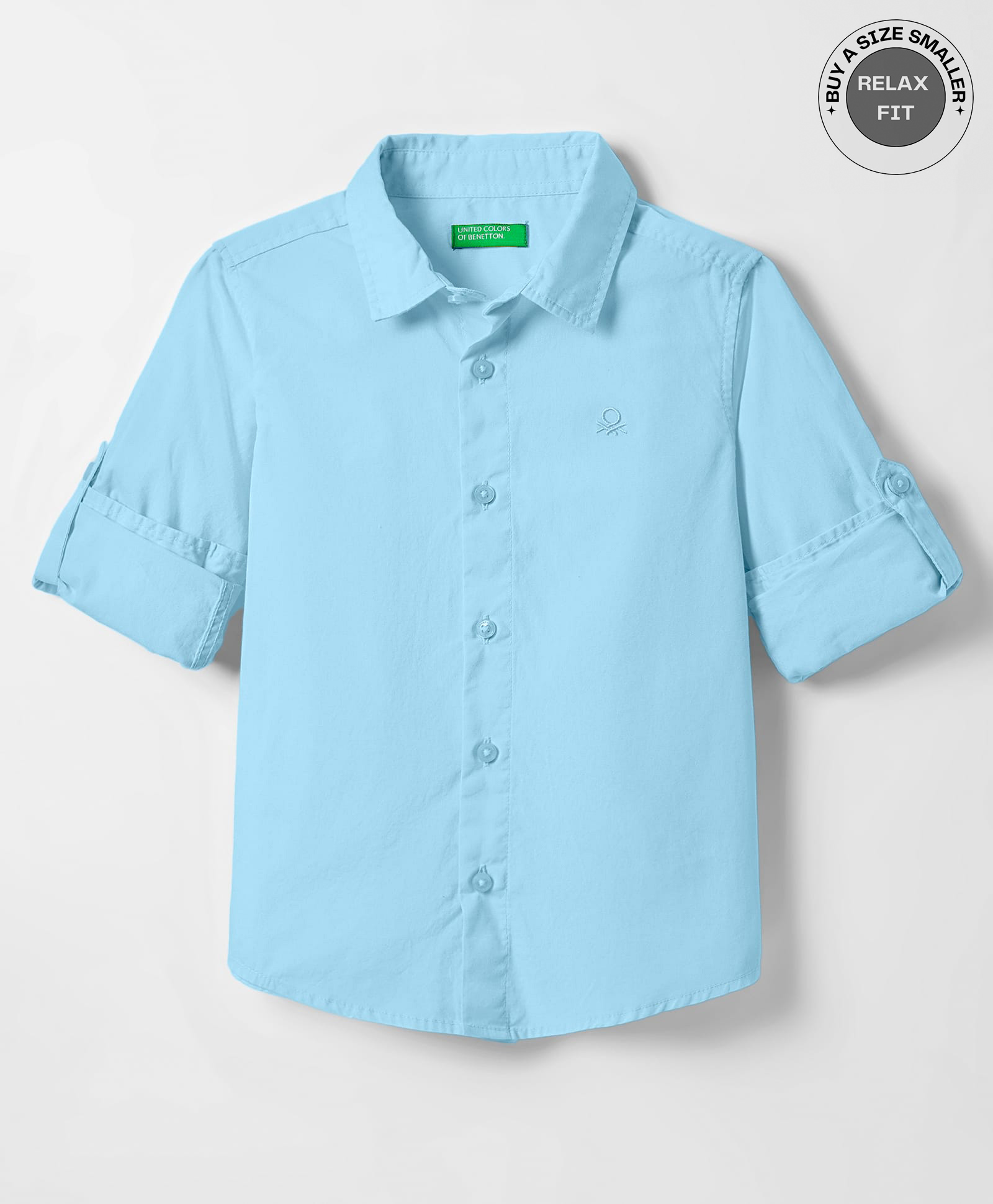 UCB Cotton Woven Full Sleeves Solid Colour Shirt - Light Blue-picture-0