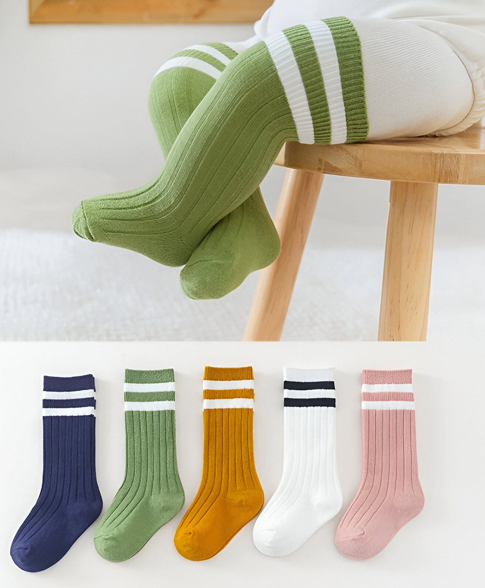 MOMISY Cotton Pack Of 3 Striped Socks - Multi Colour-image-41